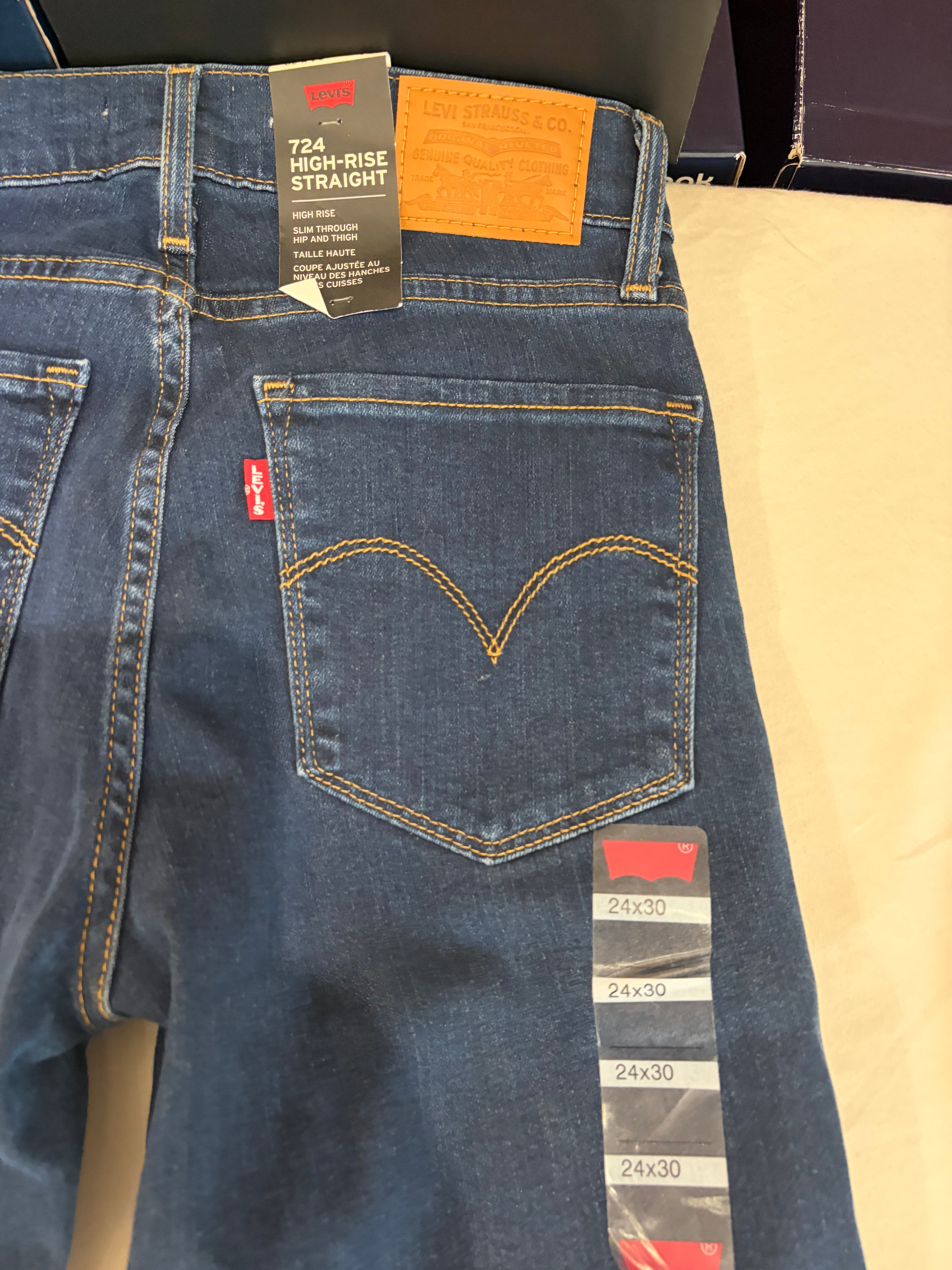 Levi's Premium 724 High-Rise Straight Femme Bleu Foncé 24x30 | Jean Taille Haute Neuf