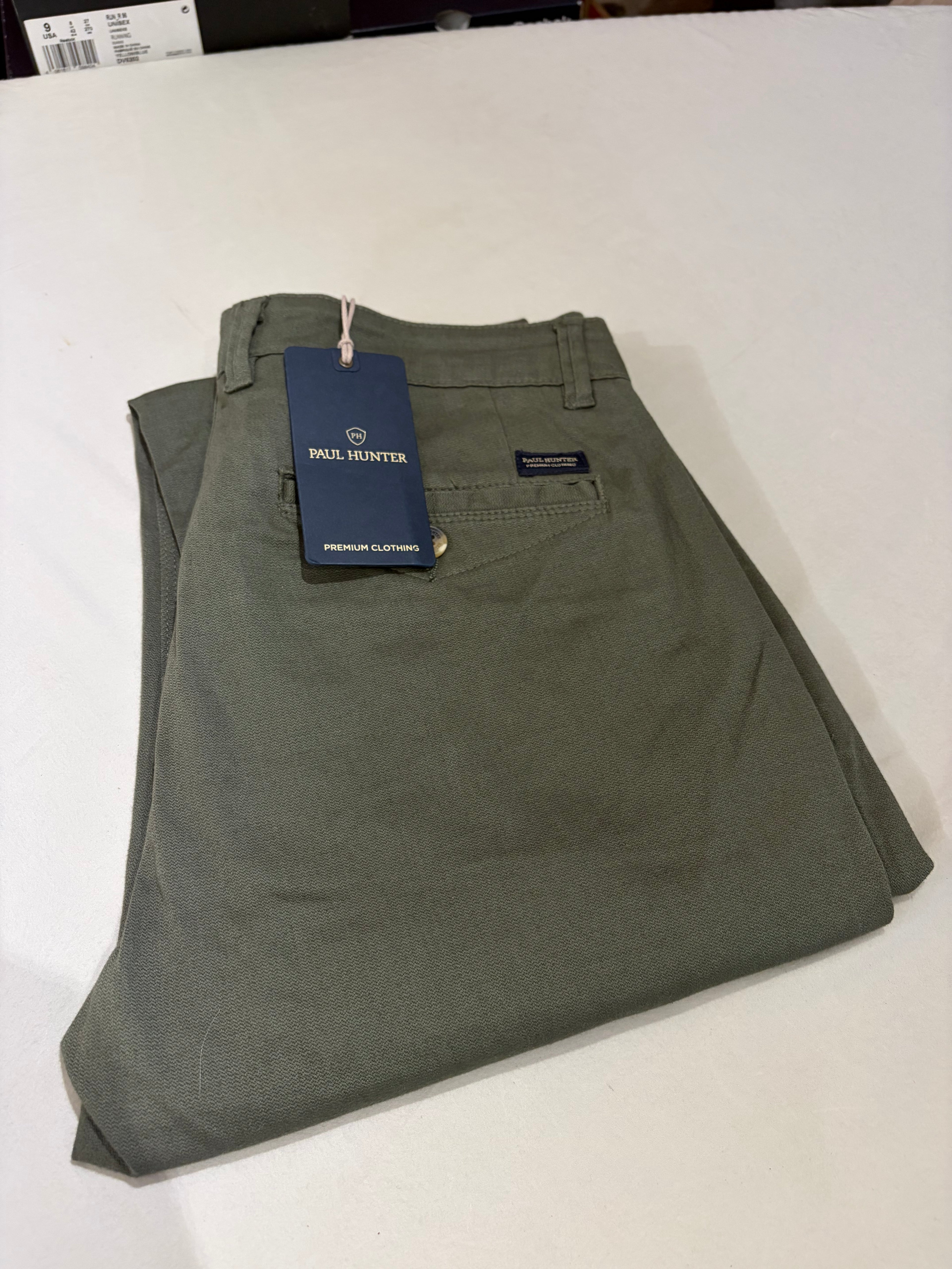 Pantalon Chino Paul Hunter Samuel Structure Slim Fit Olive Homme Neuf W33 L36