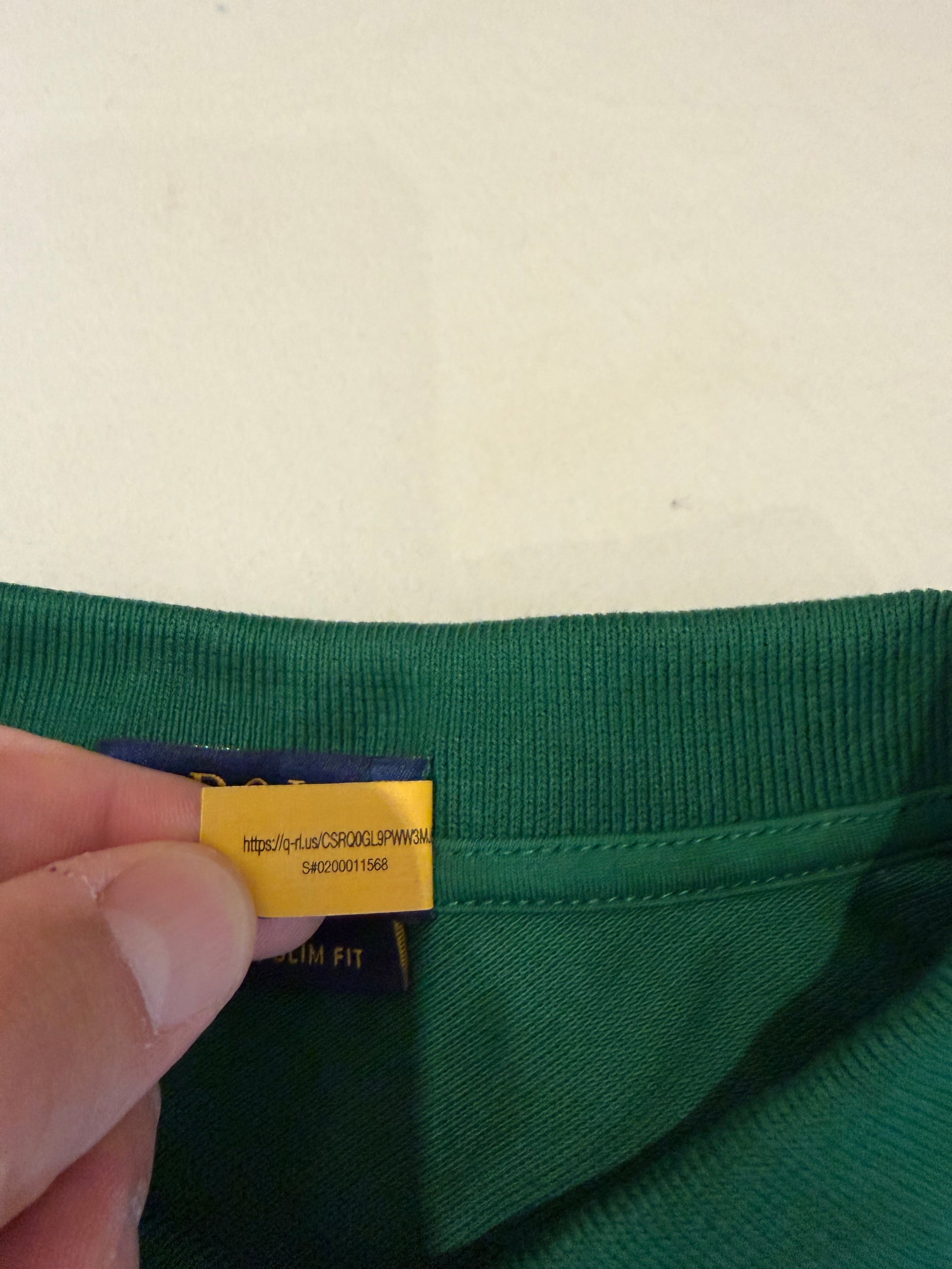 Polo Ralph Lauren – Polo Homme Vert Custom Slim Fit Logo Violet – Taille XL