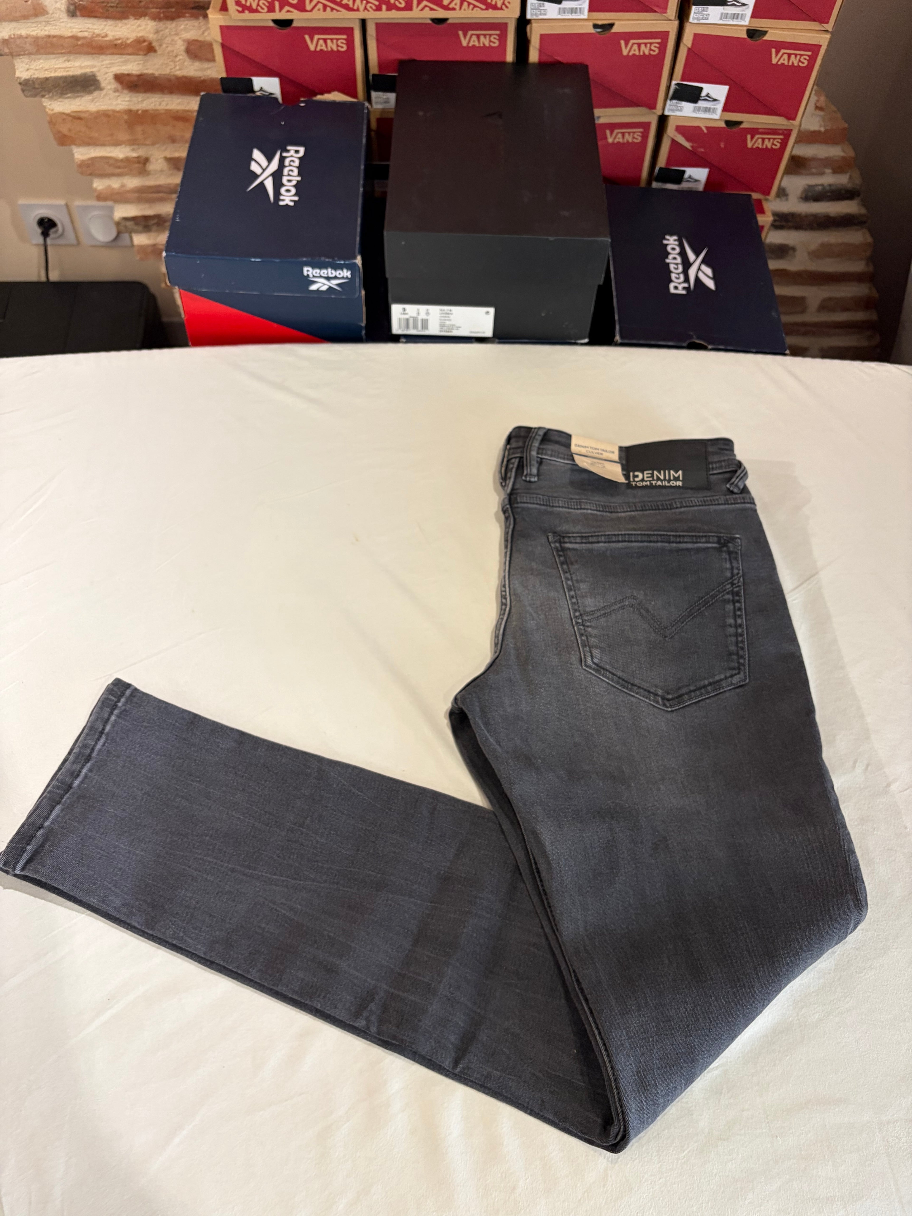 Jean Tom Tailor CULVER Skinny Stretch Homme Gris Délavé 34/34 Neuf avec Étiquettes