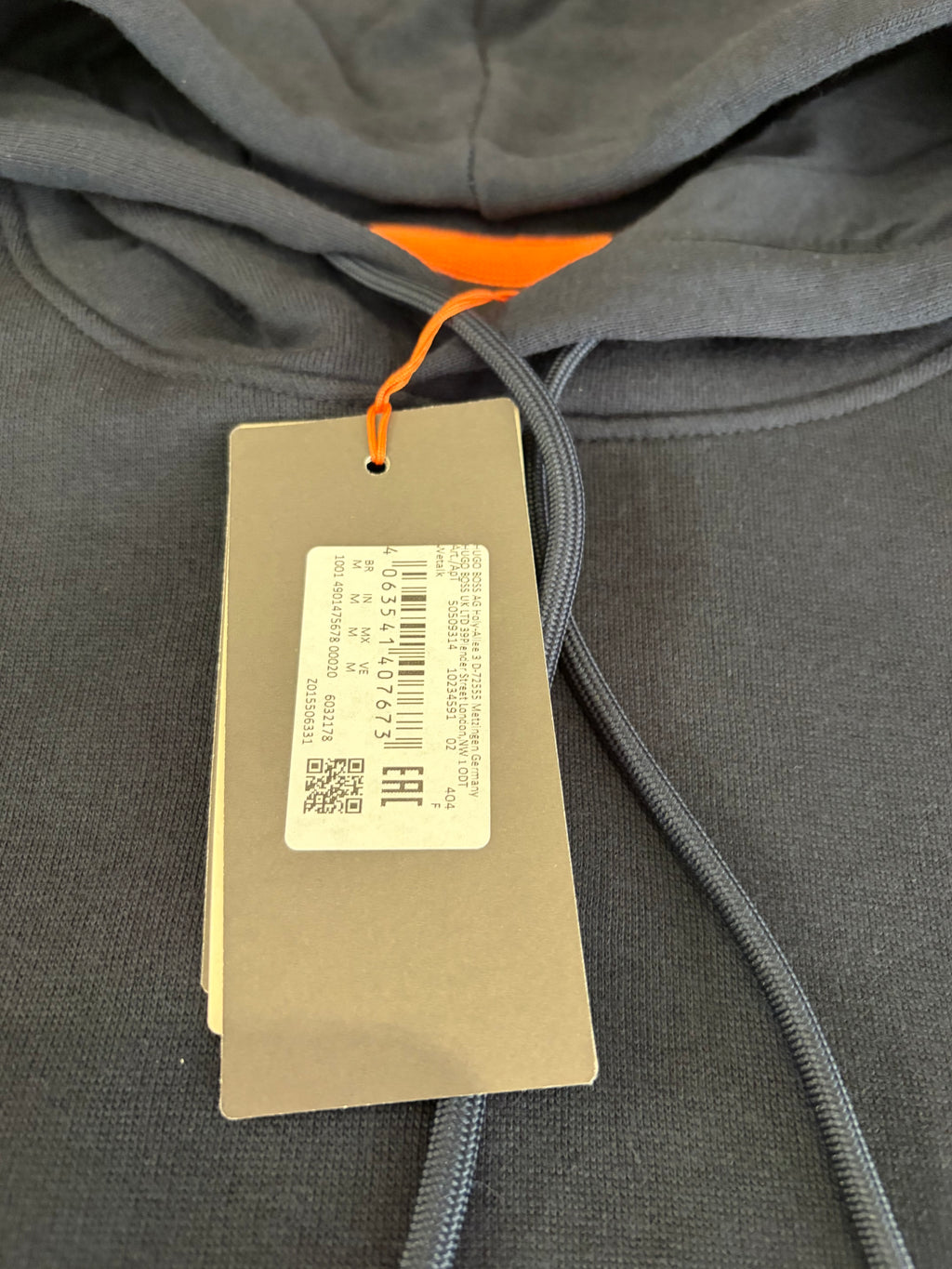 Sweat à capuche BOSS Homme Bleu Marine Dark Blue Taille M - Logo Patch - Neuf