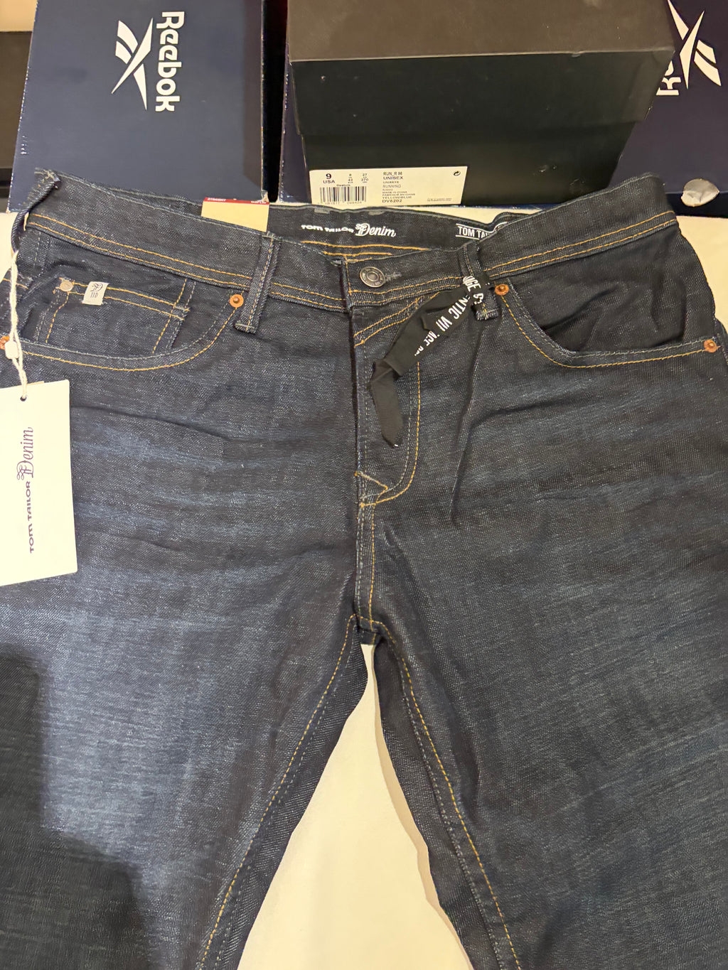 Jean Tom Tailor Denim Aedan Straight Homme Bleu Brut Foncé – Neuf avec étiquettes – Taille 32/32