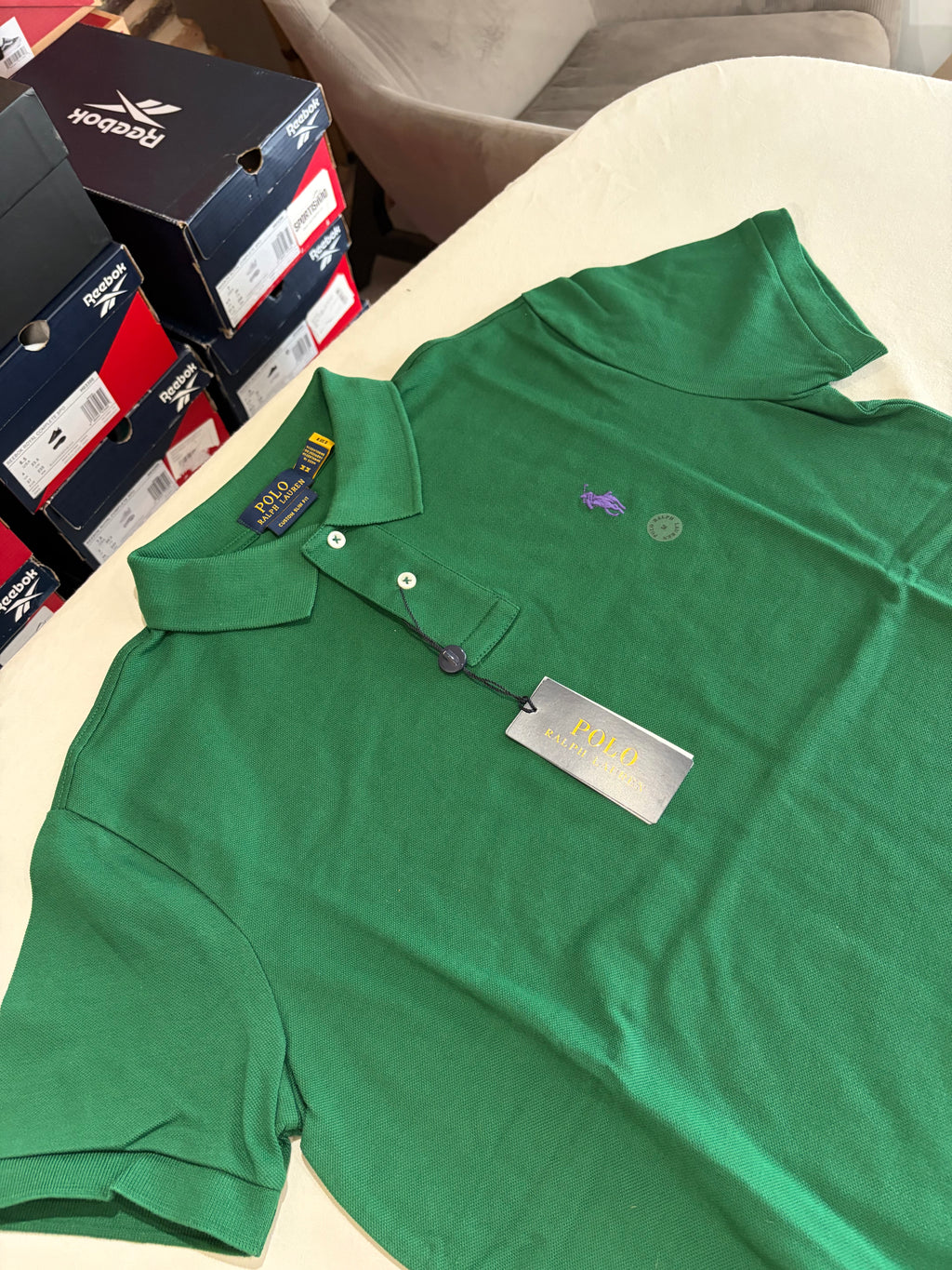 Polo Ralph Lauren Custom Slim Fit Vert Logo Violet Homme Taille M – Neuf avec étiquette