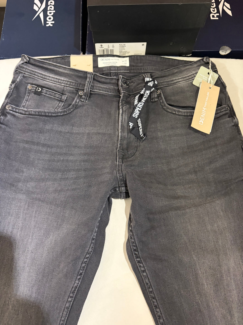 Jean Tom Tailor Denim Culver Skinny Homme Gris Délavé – Neuf avec étiquettes – Taille 32/34