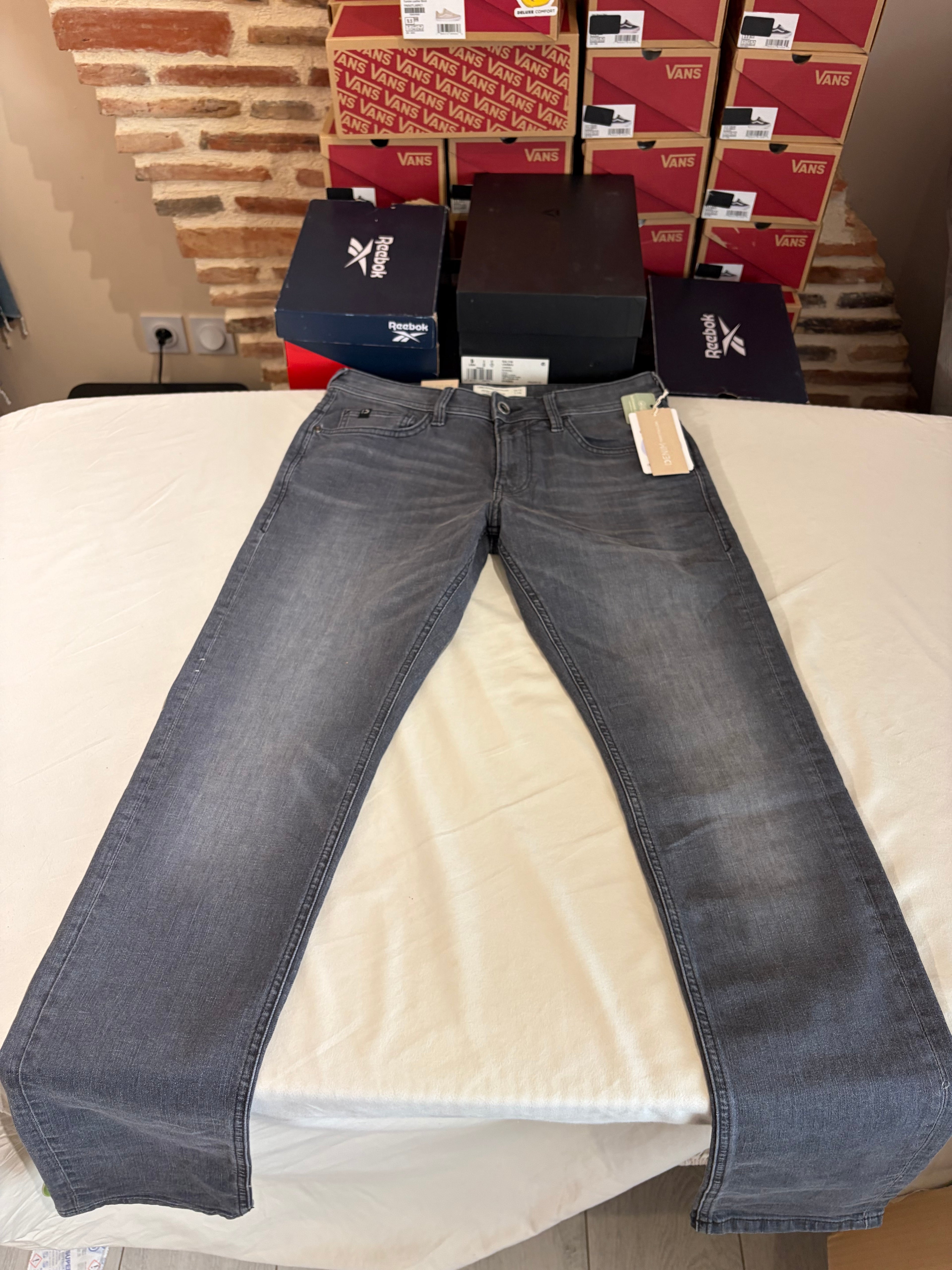 Jean Tom Tailor PIERS Slim Stretch Homme Gris 31/34 Neuf avec Étiquettes