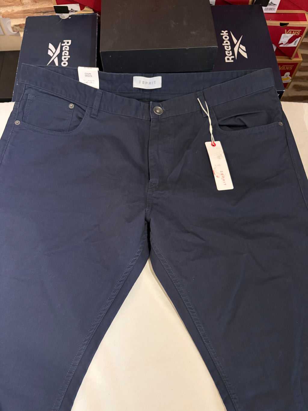 Pantalon Chino Esprit Straight Fit Homme Bleu Marine – Neuf avec étiquette – Taille 38/34