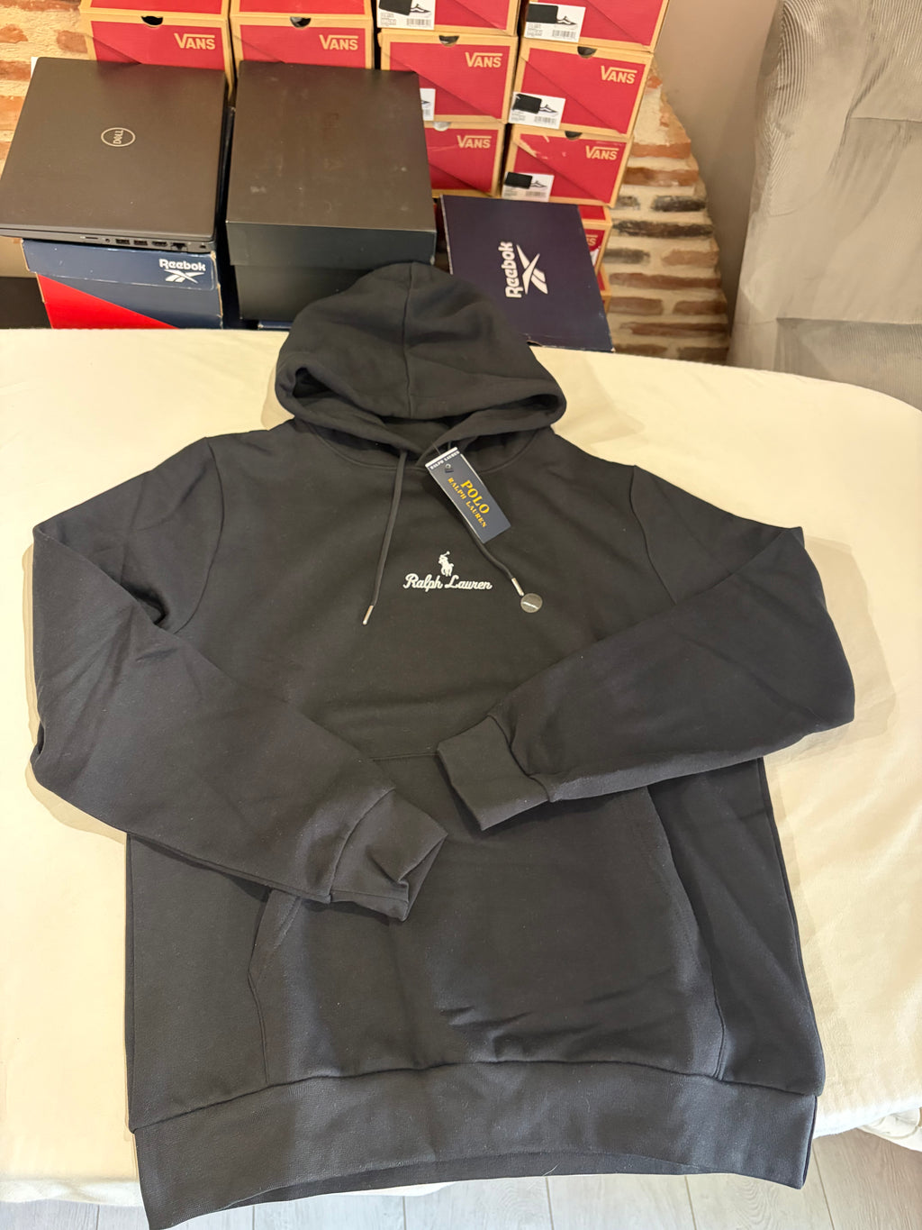 Polo Ralph Lauren Sweat à Capuche Homme Noir Logo Brodé Signature Taille L
