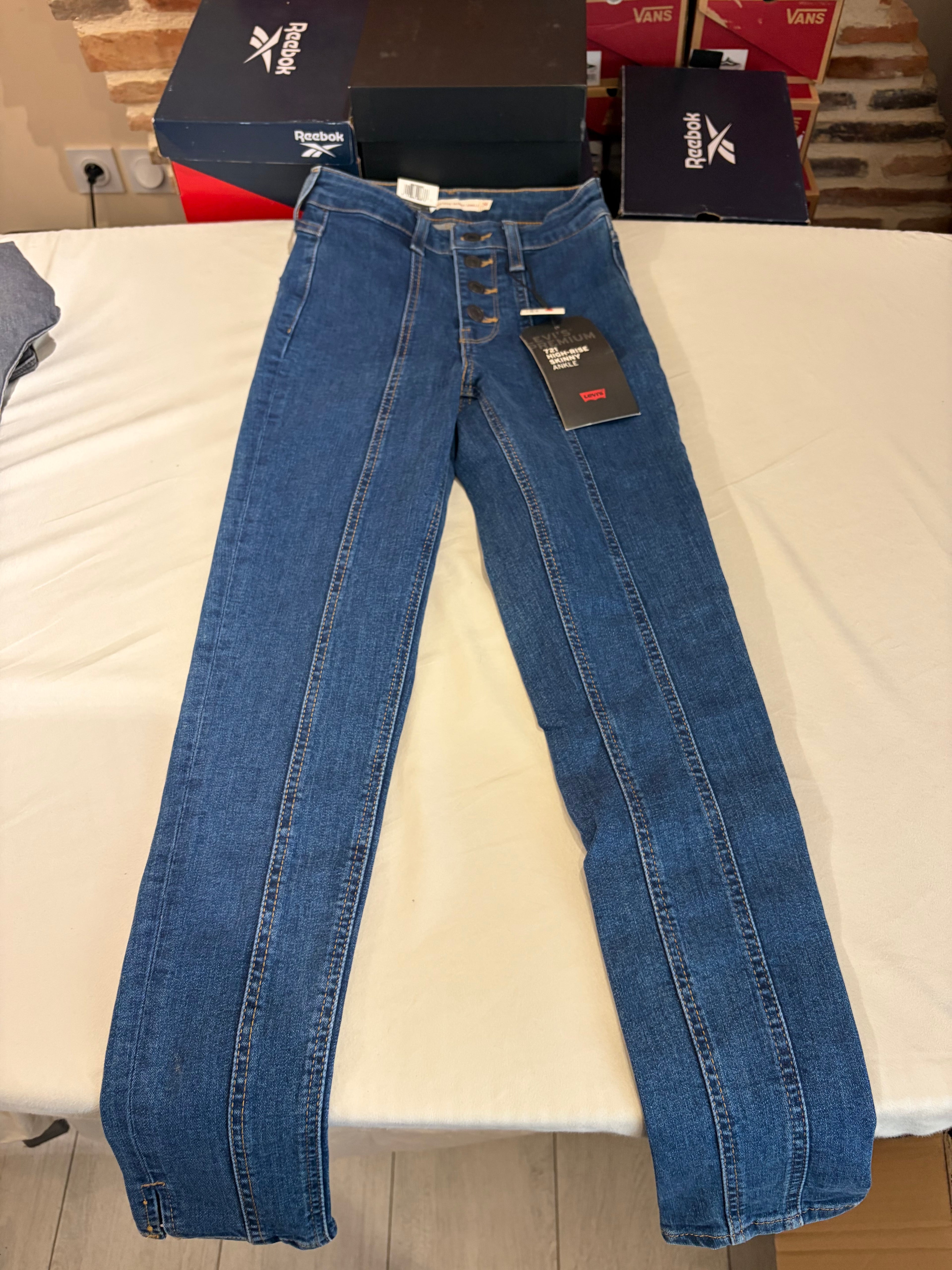 Levi's 721 High Rise Skinny Ankle Femme Neuf - Jean Bleu Denim Taille 24