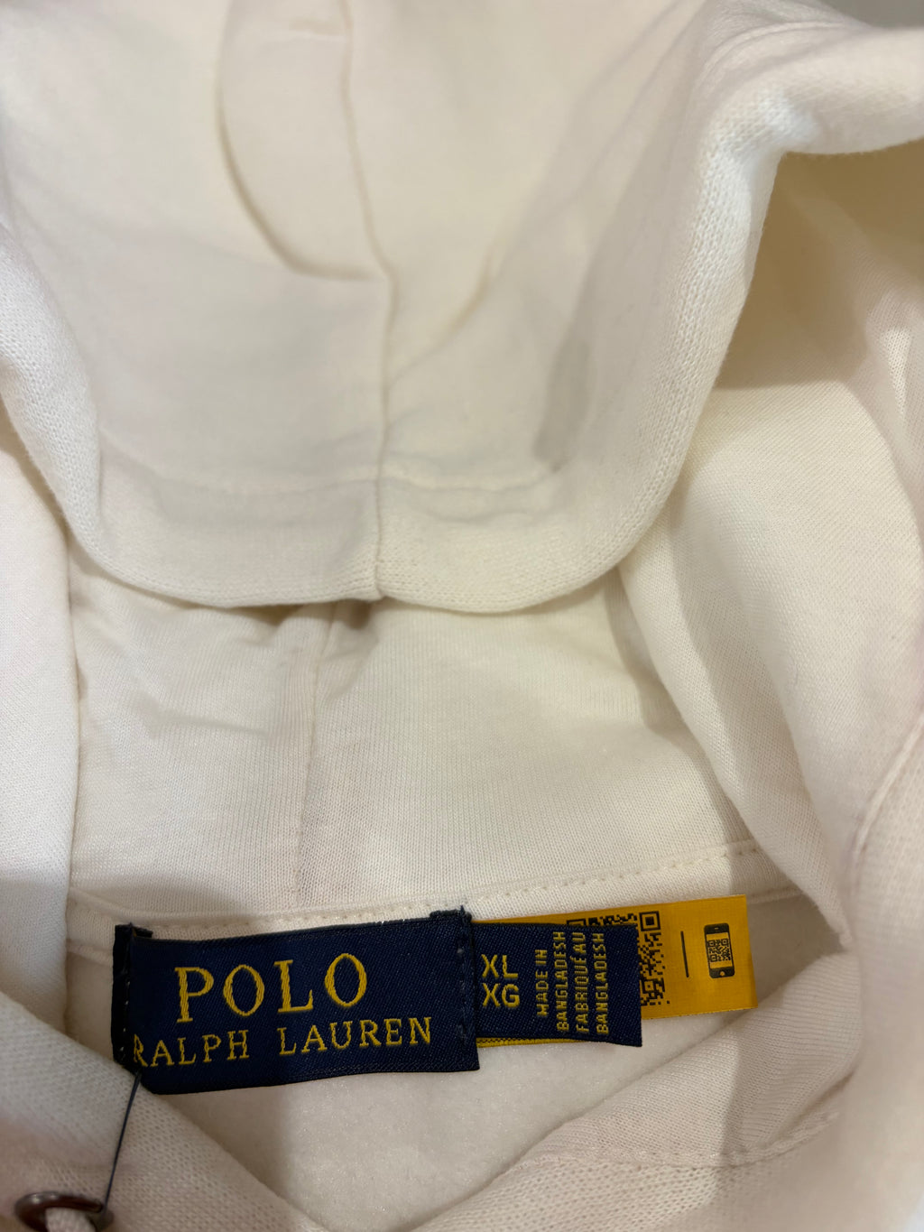 Sweat à capuche Polo Ralph Lauren blanc cassé brodé – Homme – Taille XL