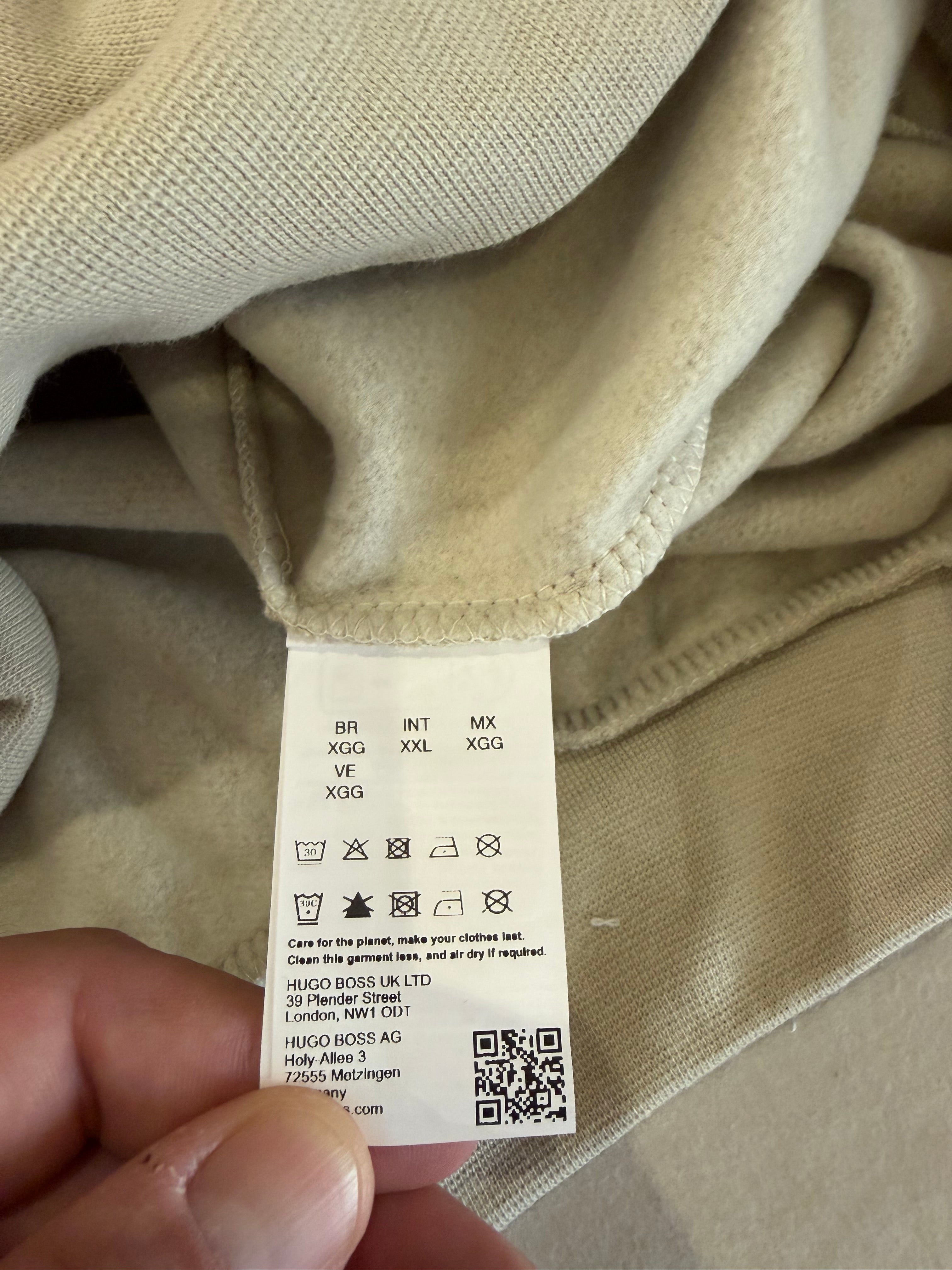 BOSS – Sweat à Capuche Homme Beige Clair Logo Patch – Taille XXL