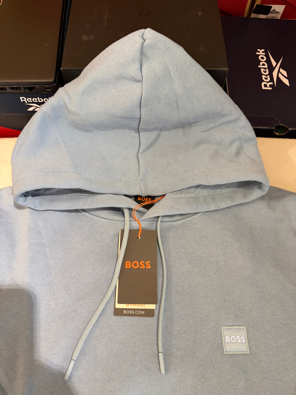 Sweat à capuche BOSS bleu ciel – Homme – Taille XXL – Neuf avec étiquette