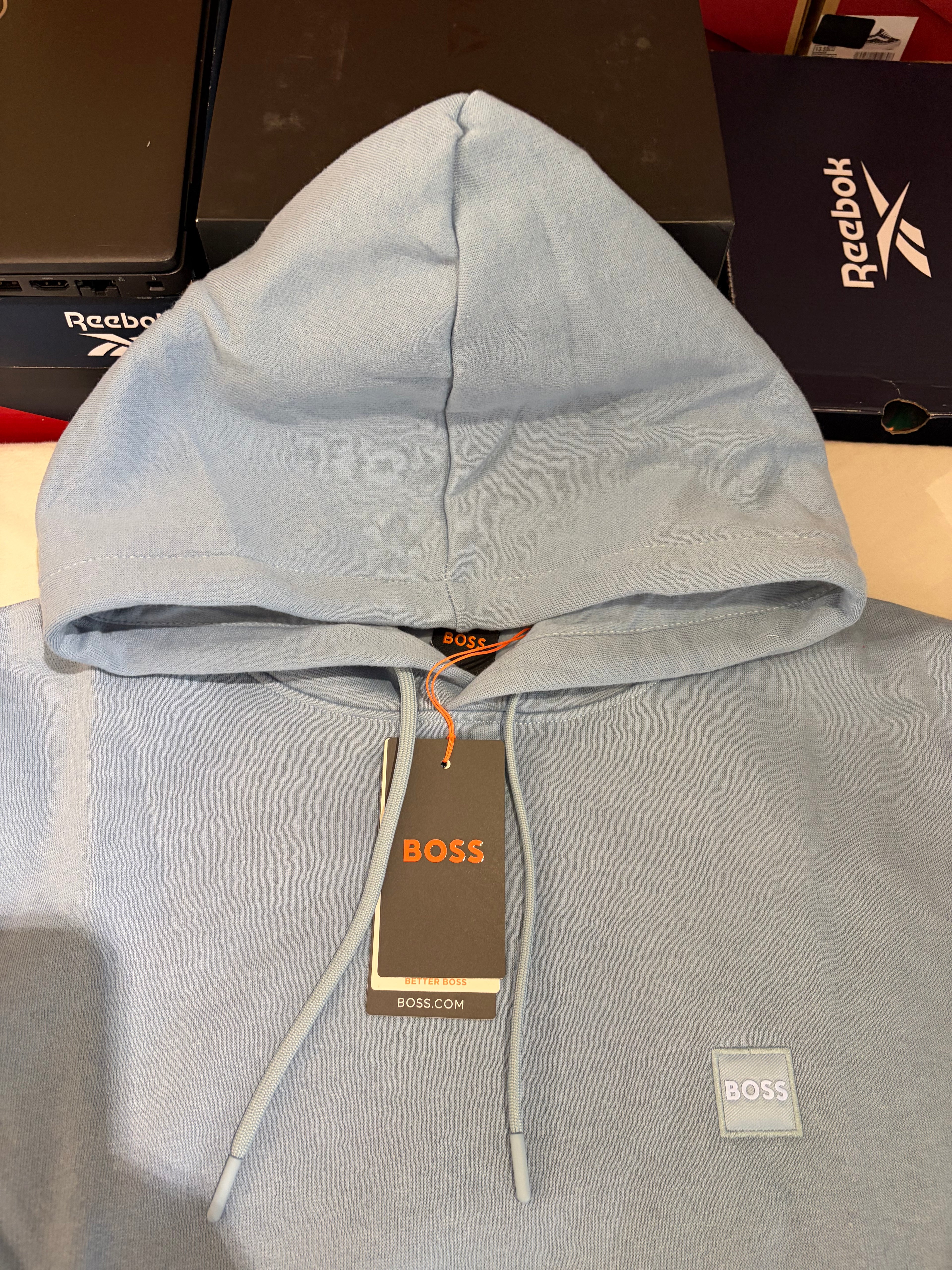 Sweat à capuche BOSS bleu ciel – Homme – Taille XXL – Neuf avec étiquette