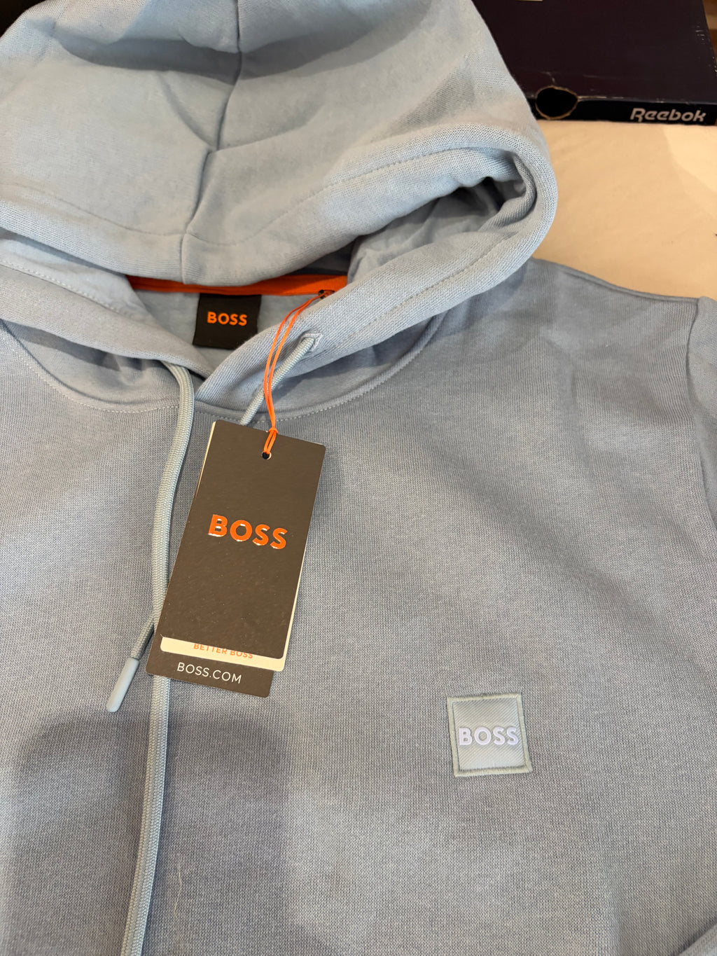 Sweat à capuche BOSS Wetalk Bleu Clair Homme XL - Logo ton sur ton - Neuf