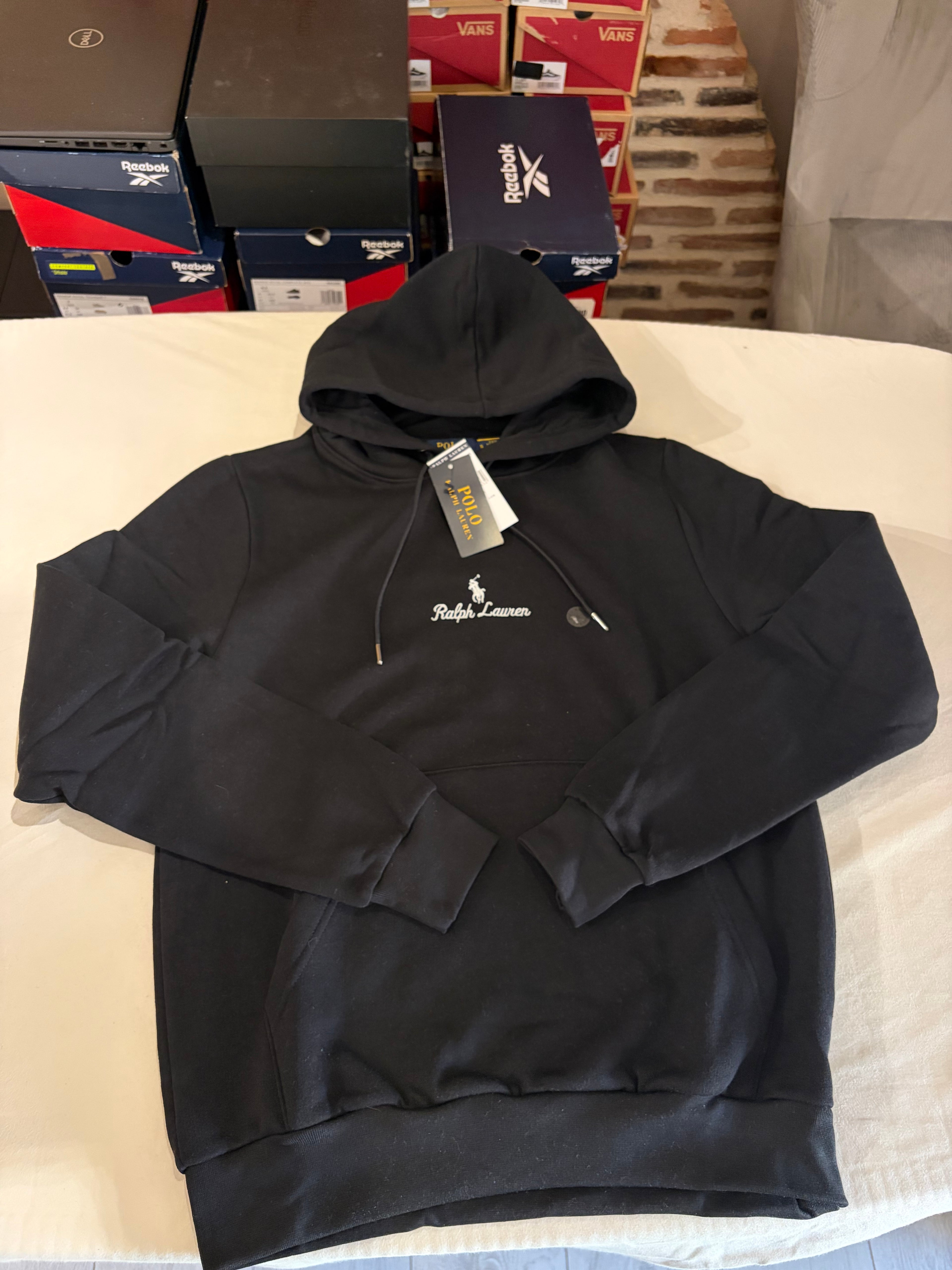 Sweat à capuche Polo Ralph Lauren Logo Double-Knit Noir Homme Taille S