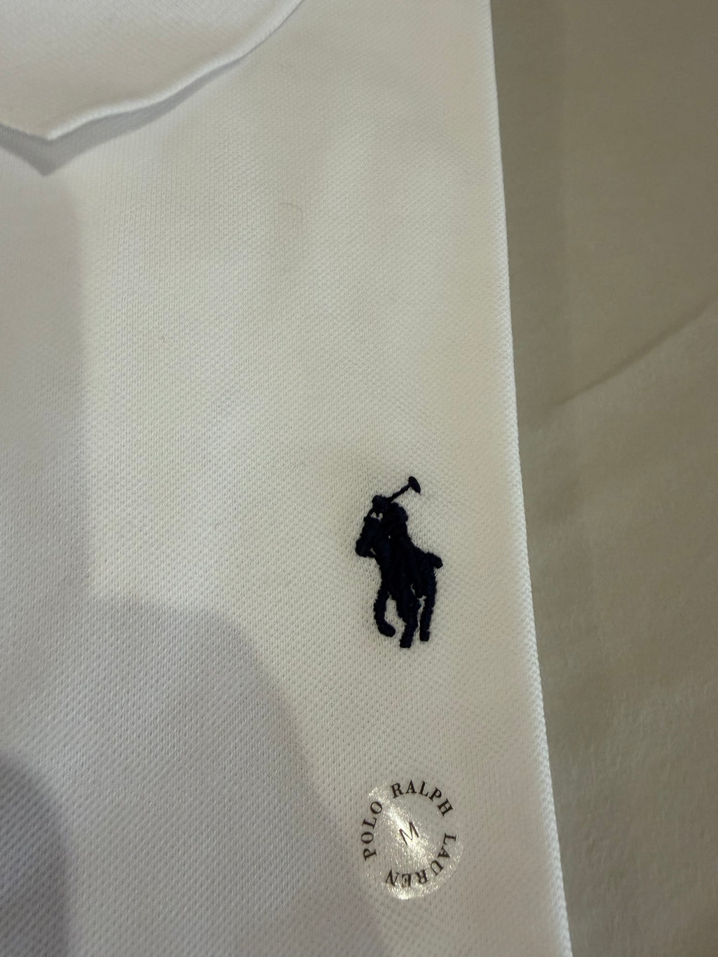 Polo Ralph Lauren Custom Slim Fit Homme Blanc Logo Bleu Marine – Taille M – Neuf avec étiquette