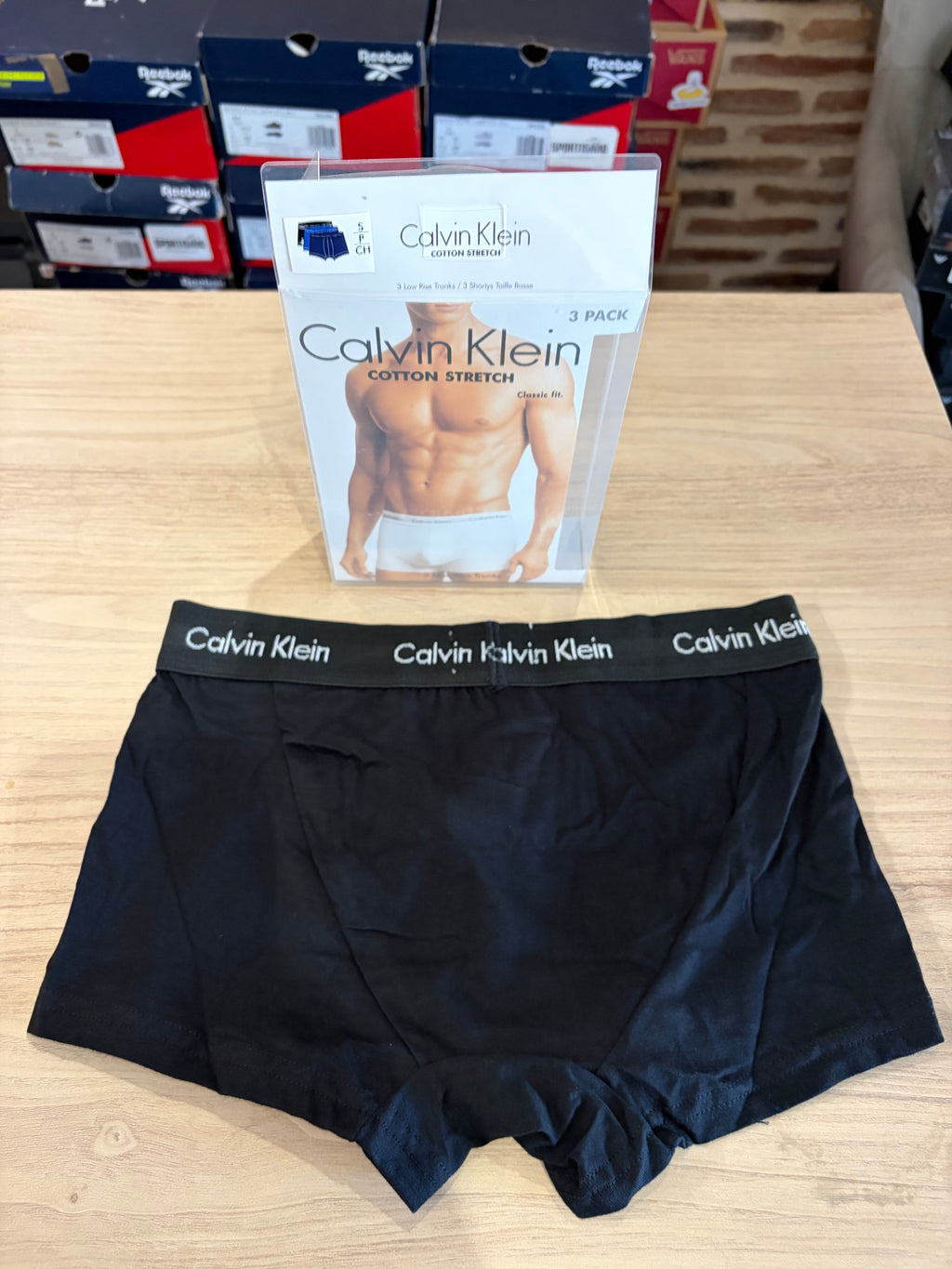 Calvin Klein Cotton Stretch 3 Pack Boxers Homme Noir Bleu Taille S Neuf