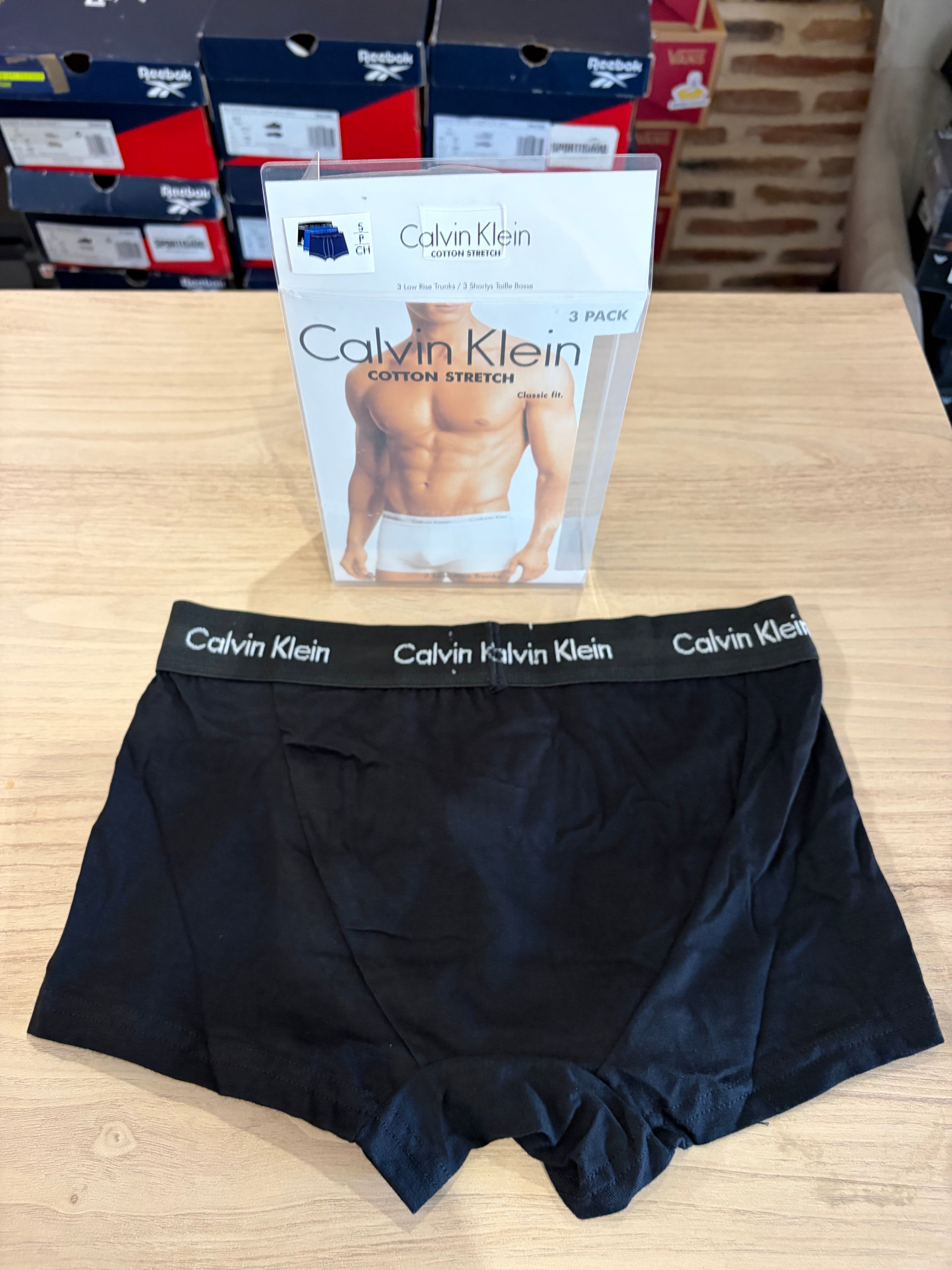 Calvin Klein Cotton Stretch 3 Pack Boxers Homme Noir Bleu Taille S Neuf