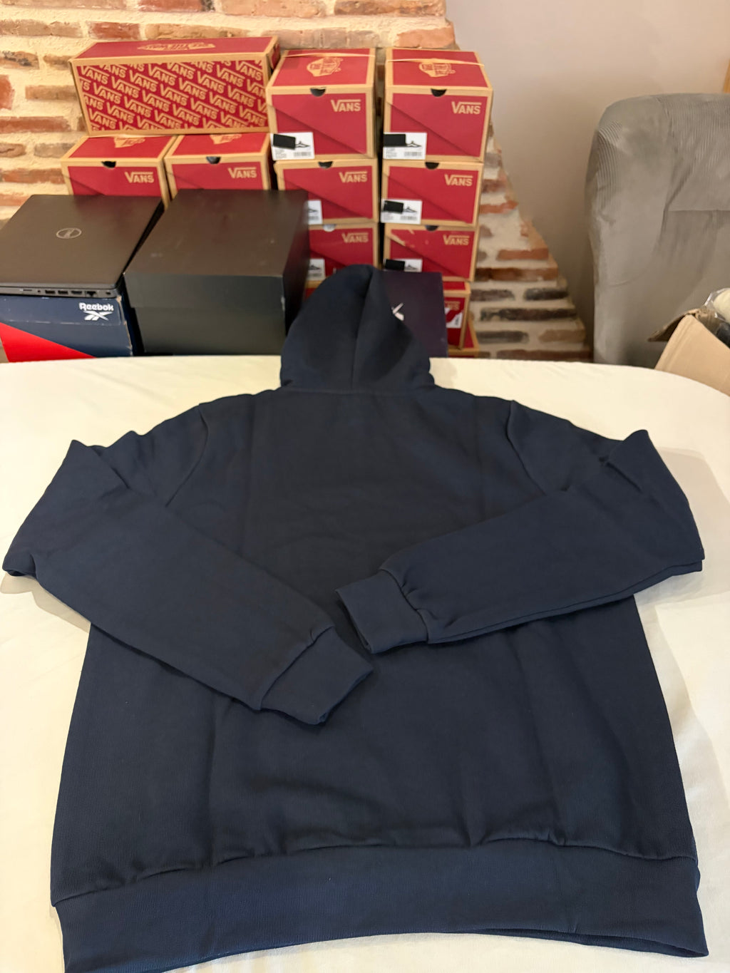 Sweat à capuche BOSS Homme Bleu Marine Dark Blue Taille M - Logo Patch - Neuf