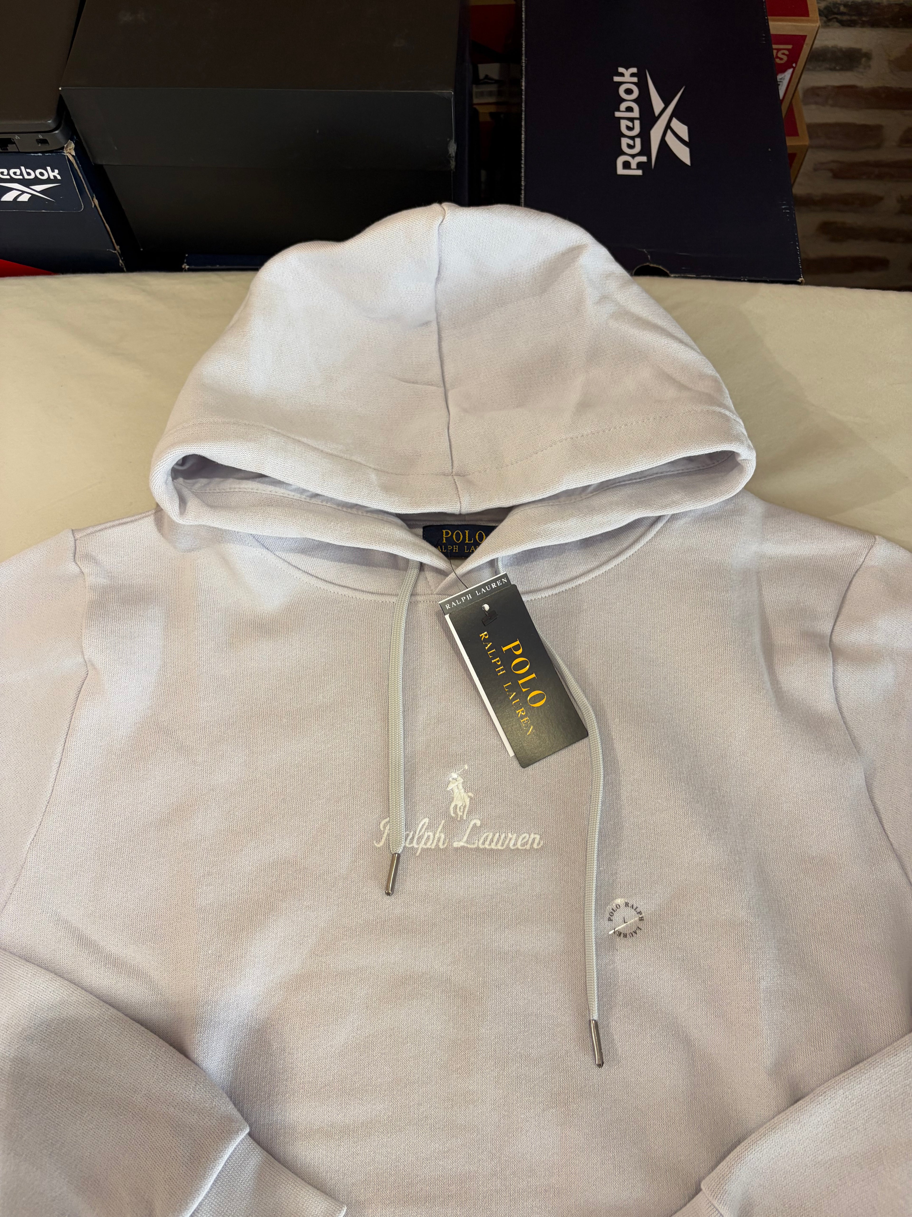 Sweat à capuche Polo Ralph Lauren Gris Perle Homme L - Logo brodé - Neuf