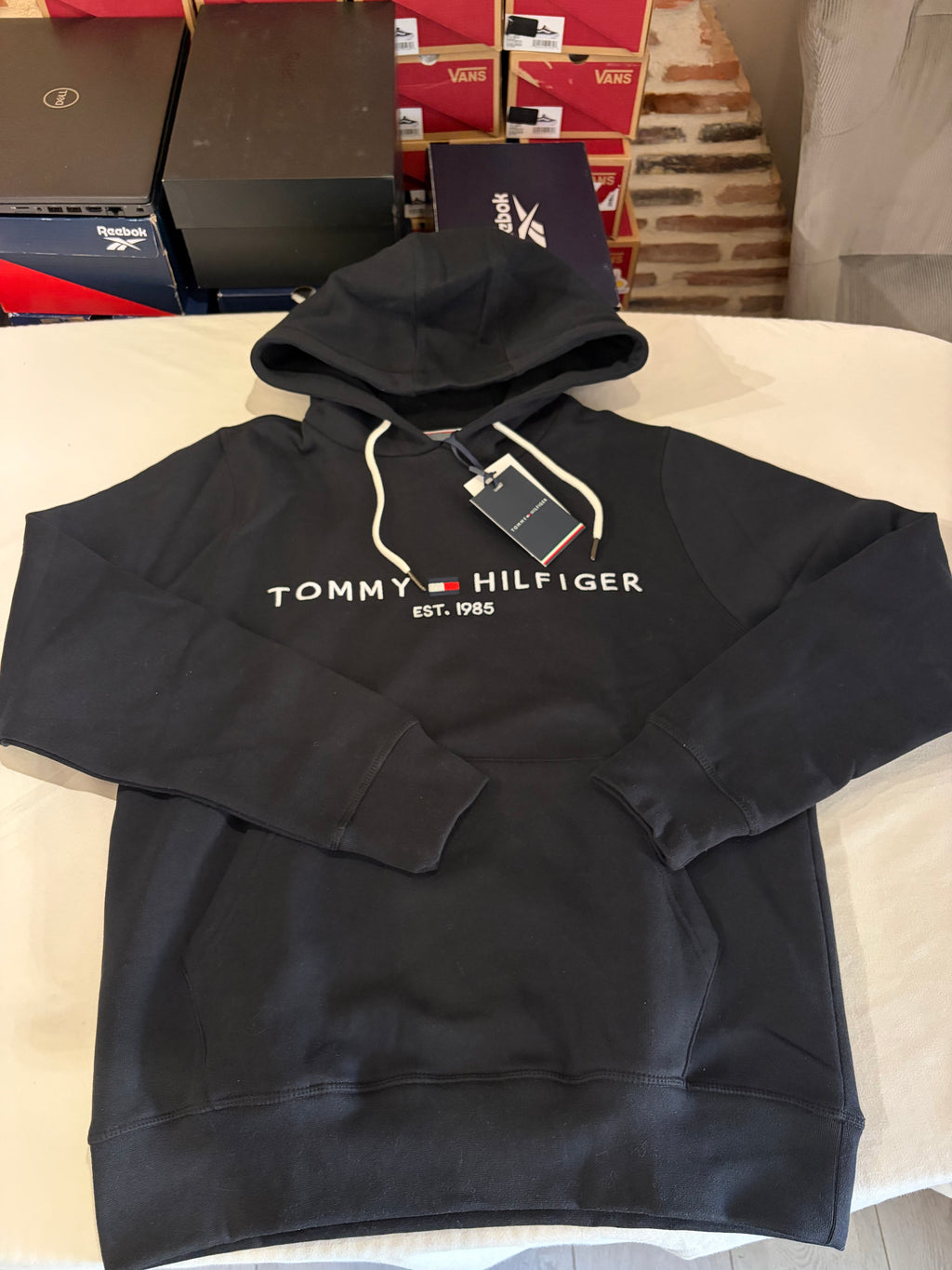Tommy Hilfiger Sweat à Capuche Homme Logo Brodé Noir MW0MW10752 Taille L