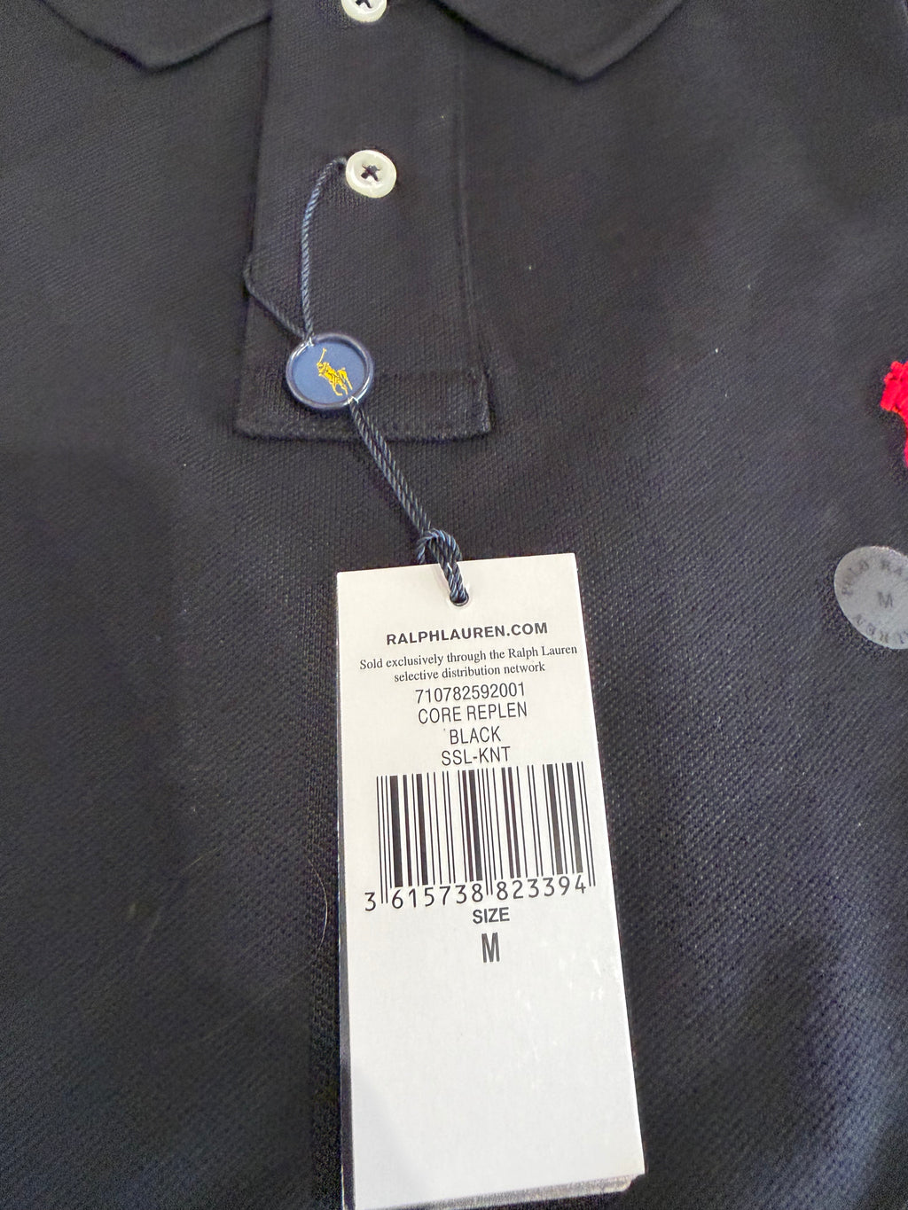 Polo Ralph Lauren Custom Slim Fit Noir Logo Rouge Homme Taille M – Neuf avec étiquette