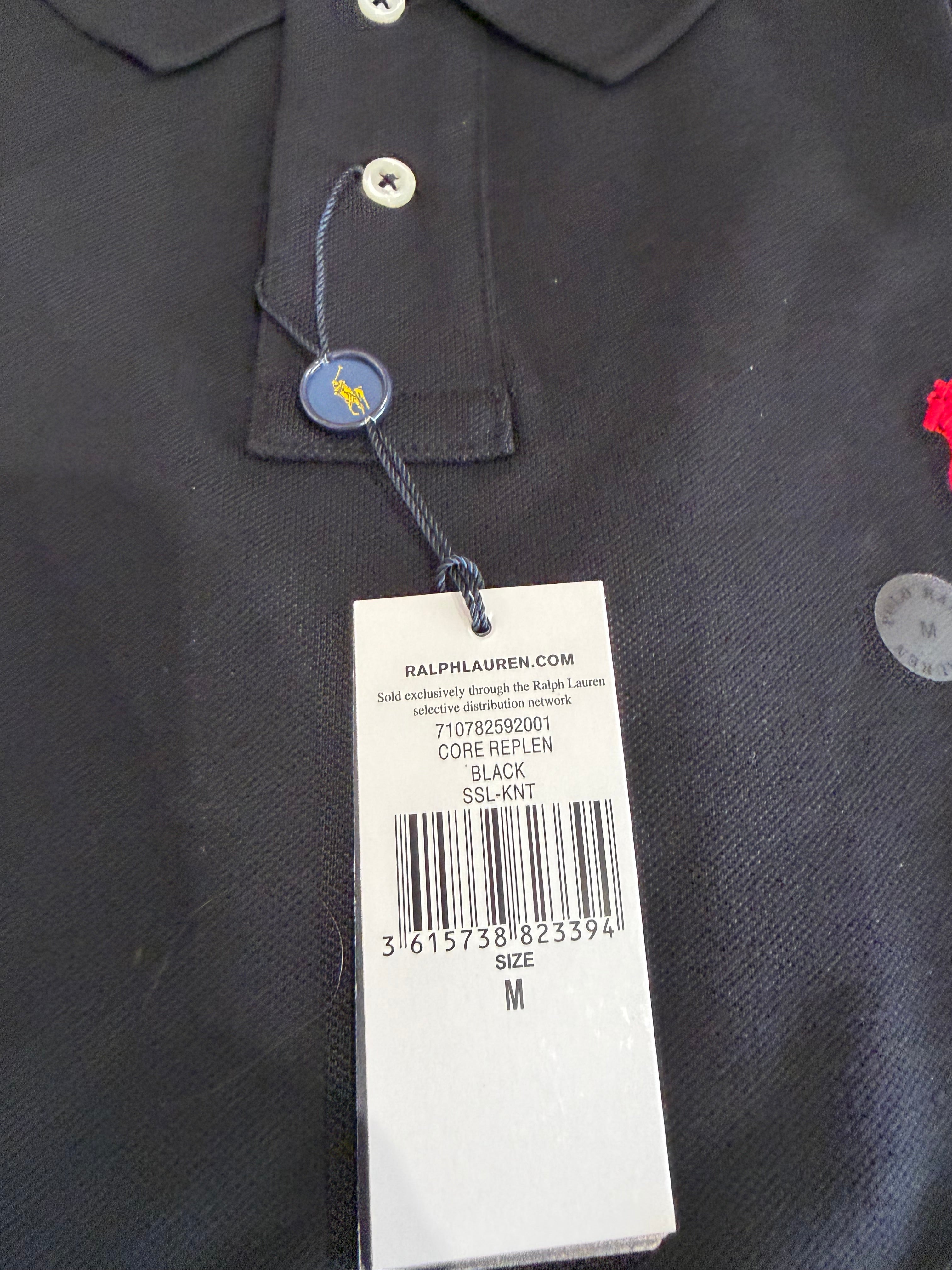 Polo Ralph Lauren Custom Slim Fit Noir Logo Rouge Homme Taille M – Neuf avec étiquette