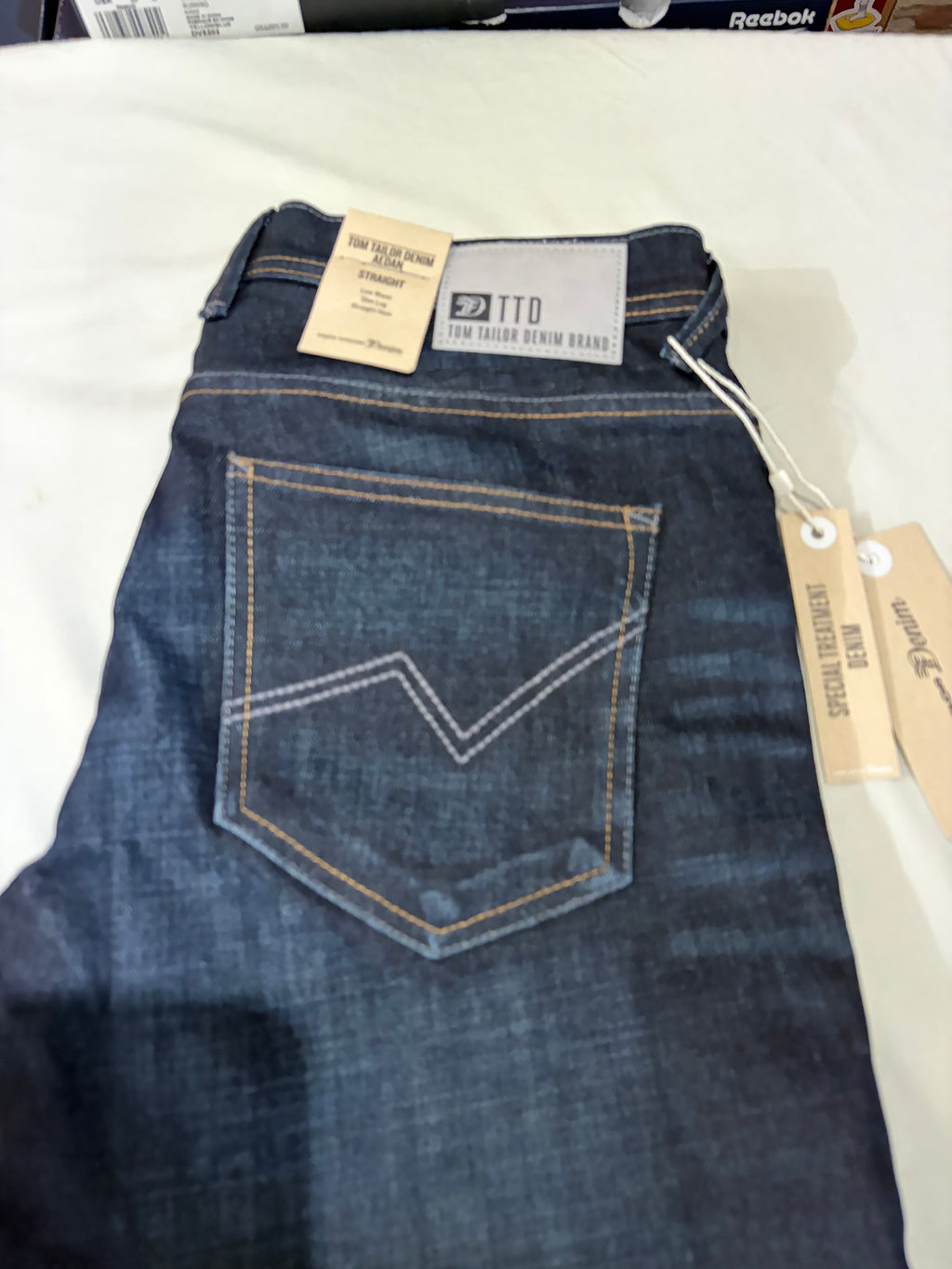 Jean Tom Tailor Denim Aedan Straight Homme Bleu Brut Foncé – Neuf avec étiquettes – Taille 32/34