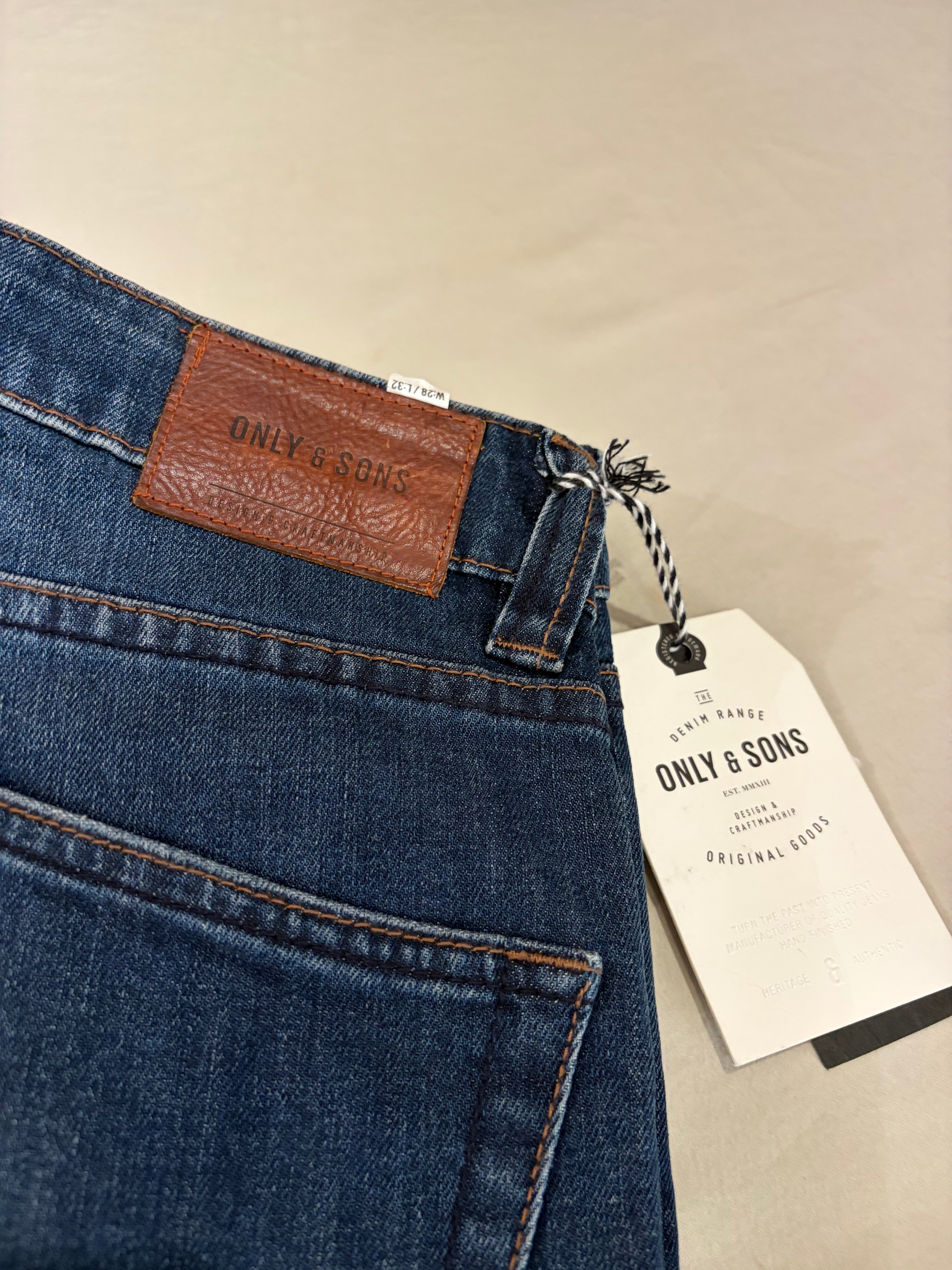 Only & Sons Jean Homme Slim Bleu Denim 28/32 Neuf avec Étiquettes