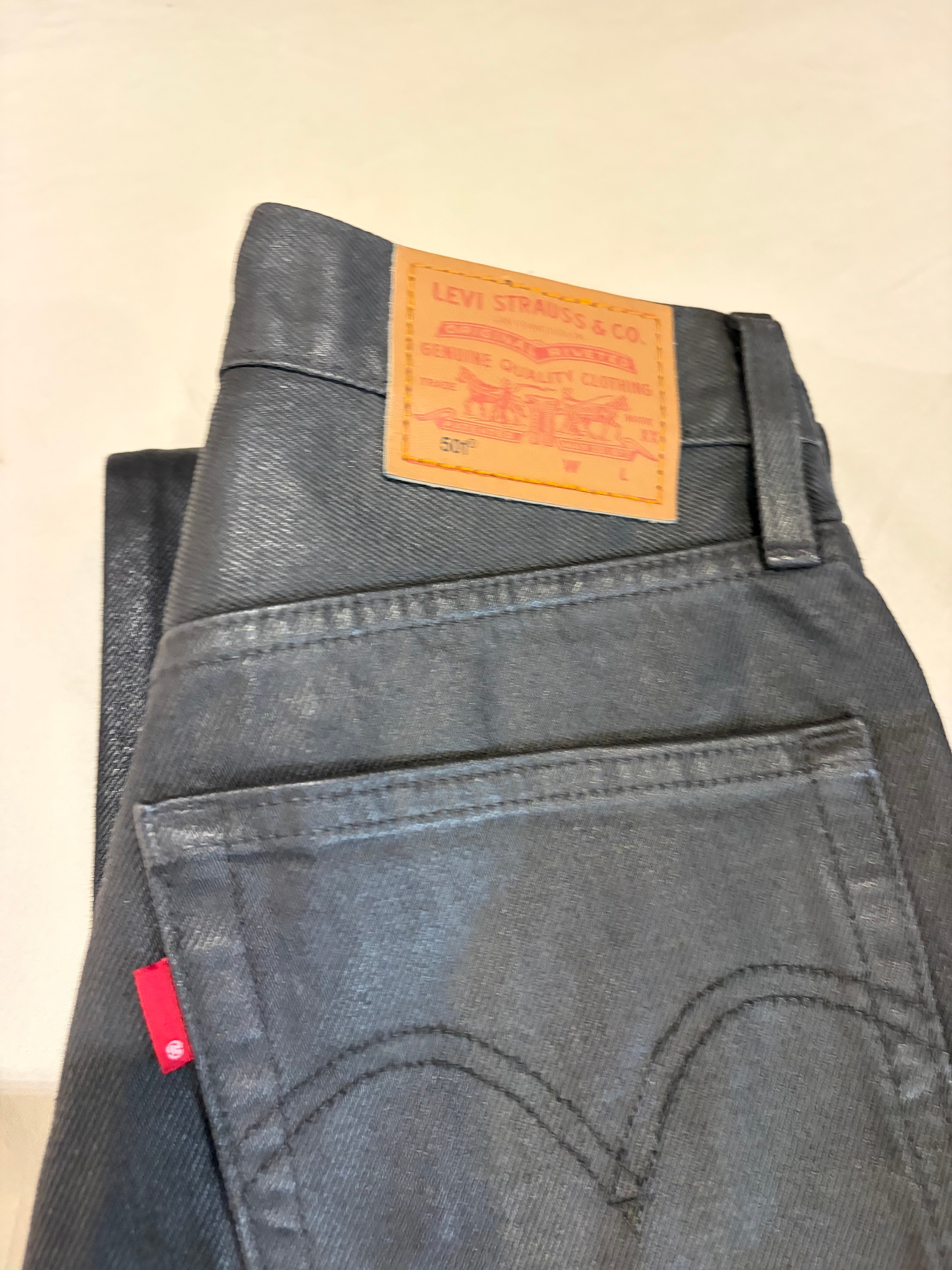 Levi's 501 Original Femme Neuf - Jean Enduit Gris Anthracite Taille 24x32