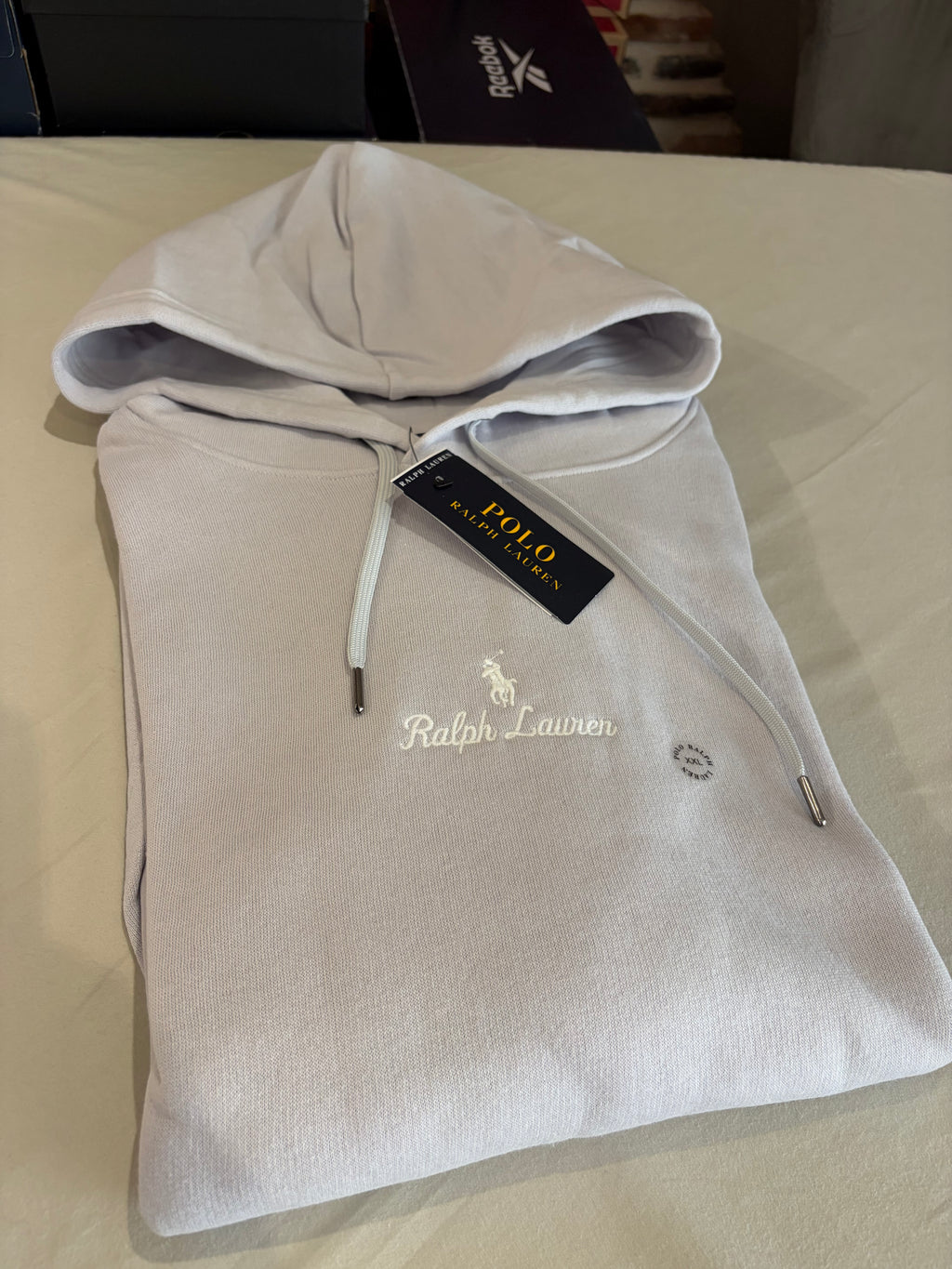 Sweat à capuche Polo Ralph Lauren Gris Perle Homme XXL - Logo brodé - Neuf