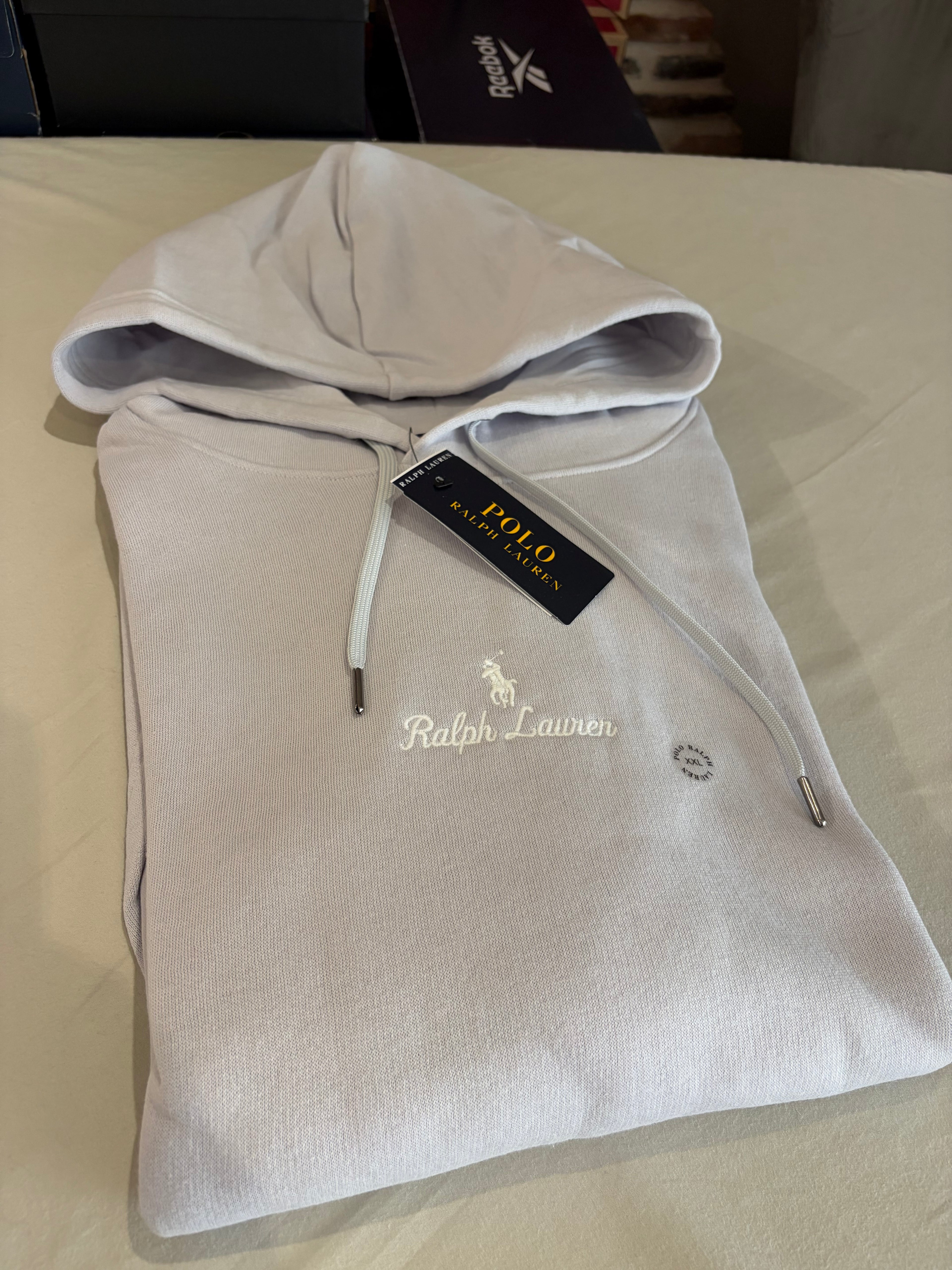 Sweat à capuche Polo Ralph Lauren Gris Perle Homme XXL - Logo brodé - Neuf