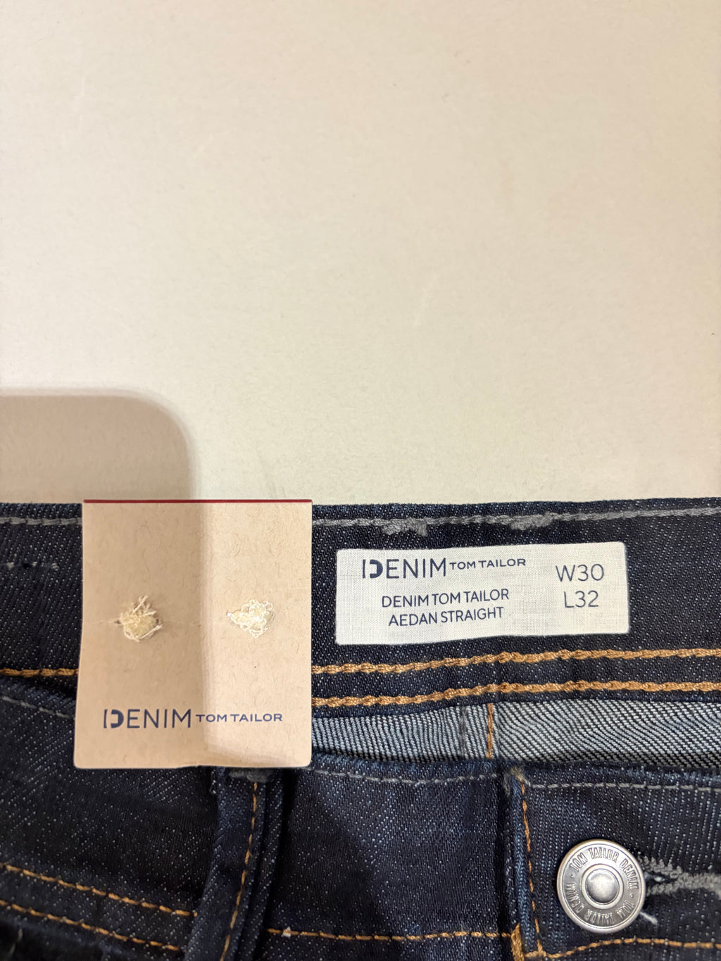 Jean Tom Tailor Denim Aedan Straight Homme Bleu Brut – Neuf avec étiquettes – Taille 30/32