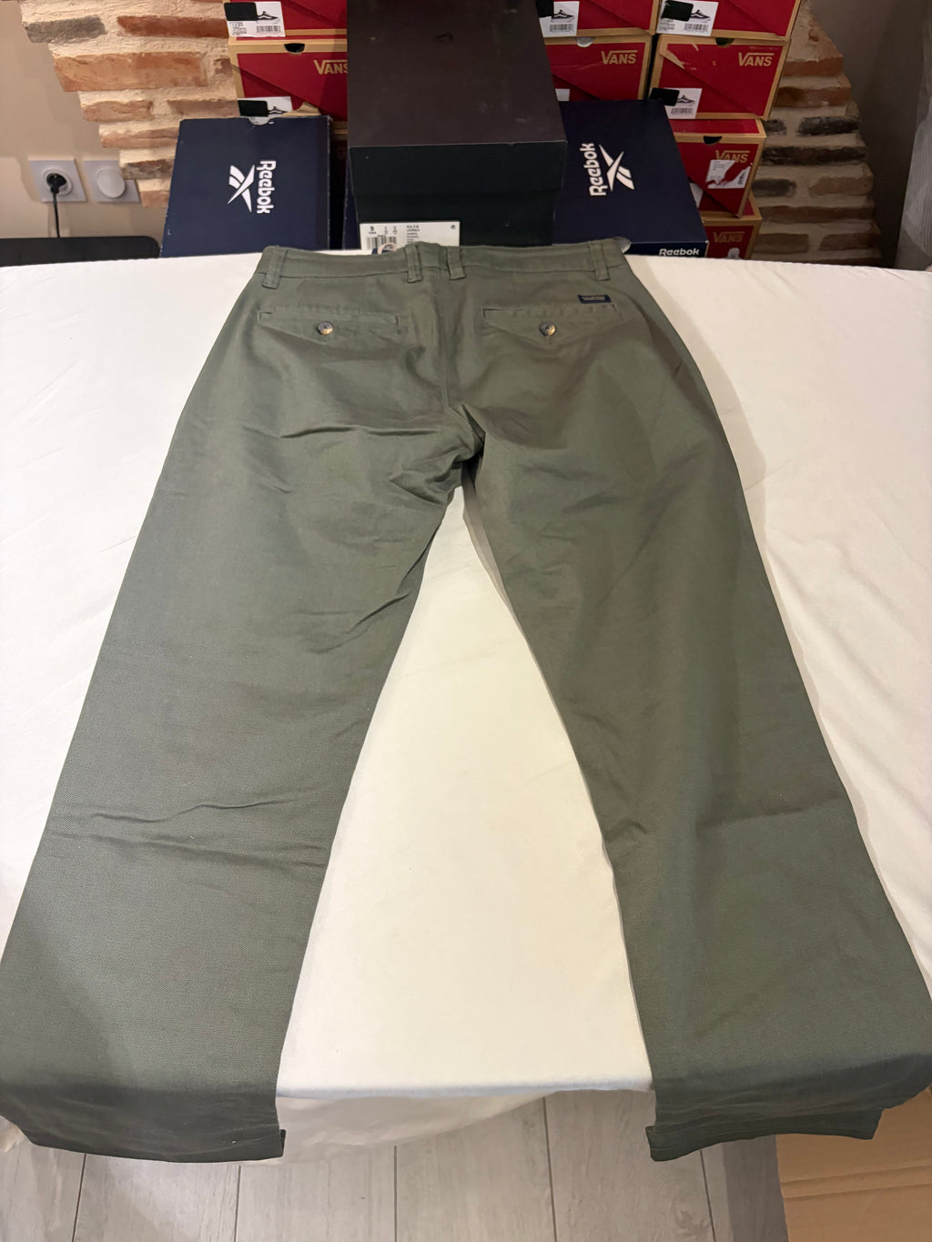 Pantalon Chino Paul Hunter Samuel Structure Slim Fit Olive Homme Neuf W33 L36