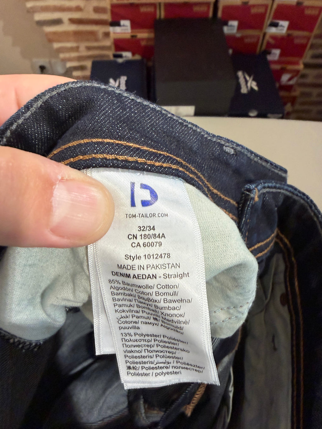 Jean Tom Tailor Denim Aedan Straight Homme Bleu Brut Foncé – Neuf avec étiquettes – Taille 32/34