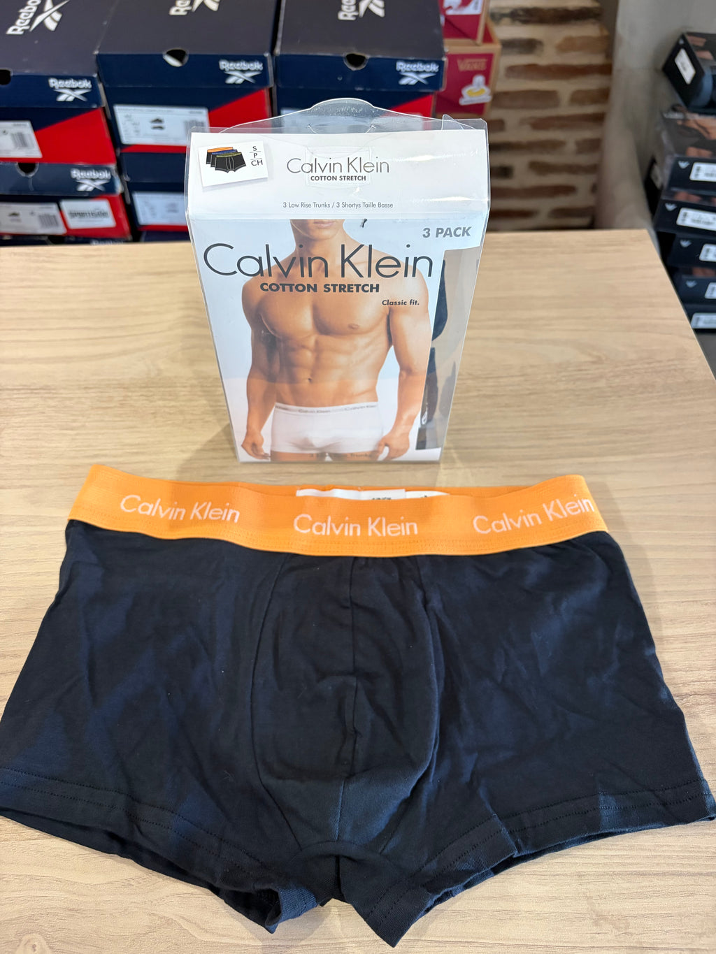 Calvin Klein Cotton Stretch 3 Pack Boxer Homme Noir Taille S Neuf