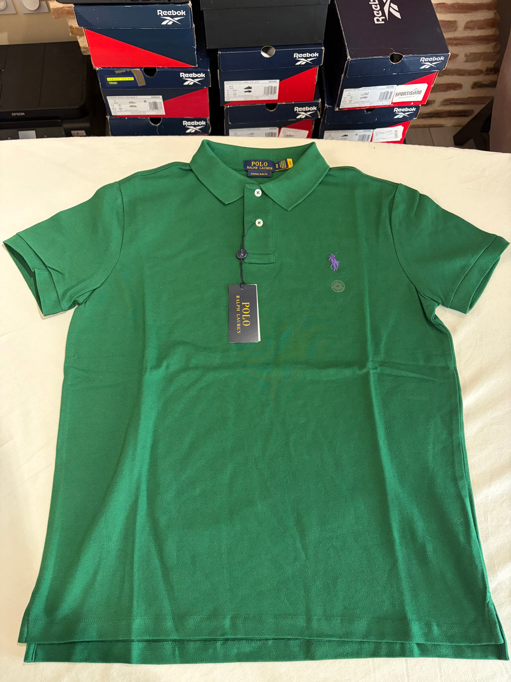 Polo Ralph Lauren Custom Slim Fit Vert Logo Violet Homme Taille M – Neuf avec étiquette