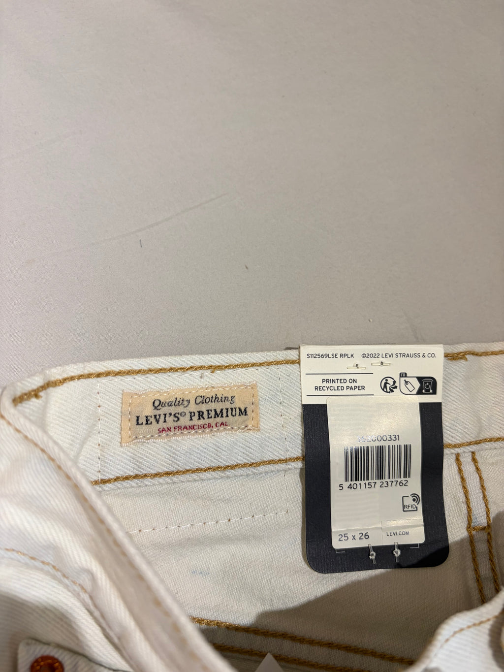 Jean Levi's 501 Original Cropped Femme Blanc Écru 25x26