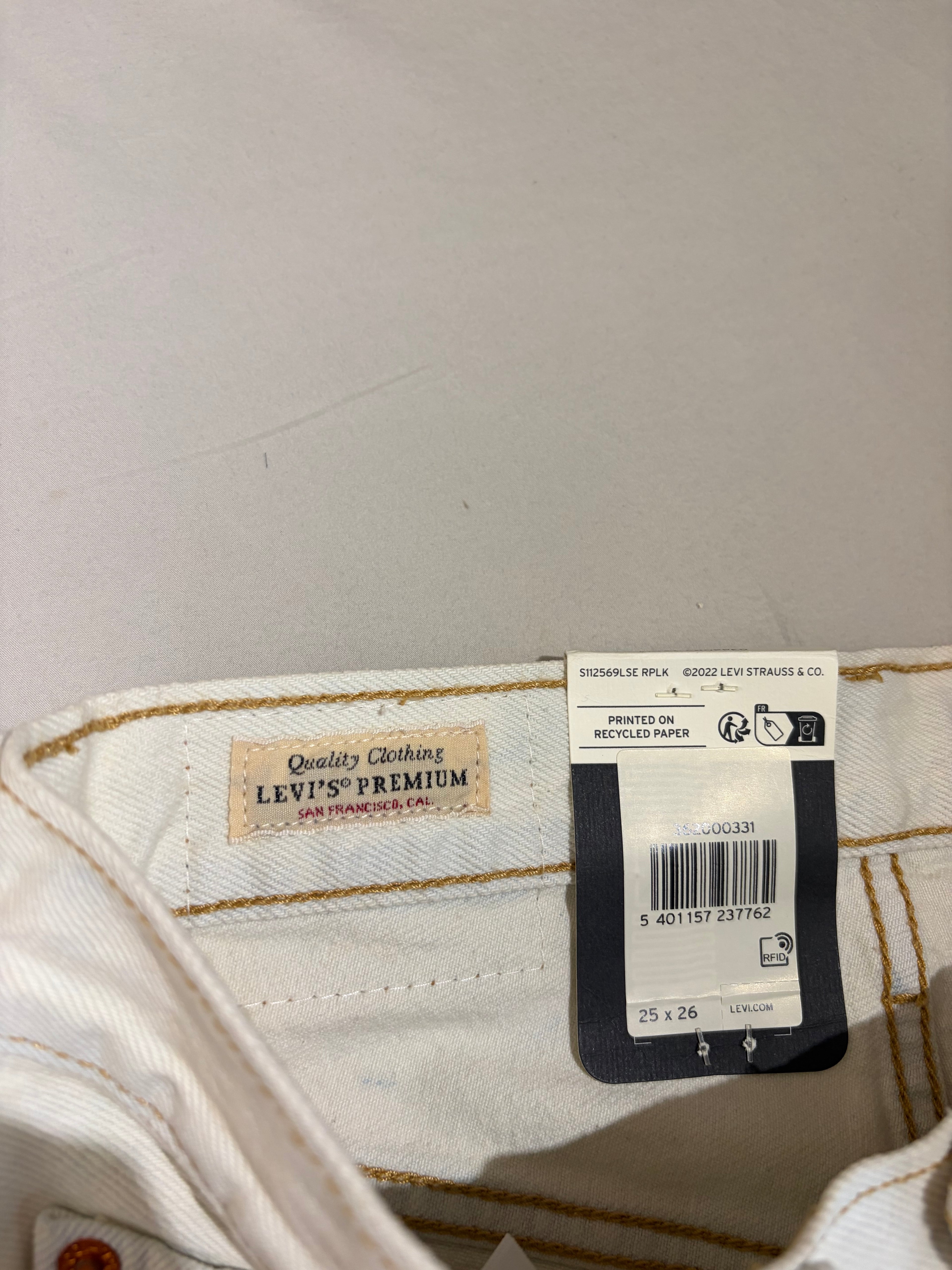 Jean Levi's 501 Original Cropped Femme Blanc Écru 25x26