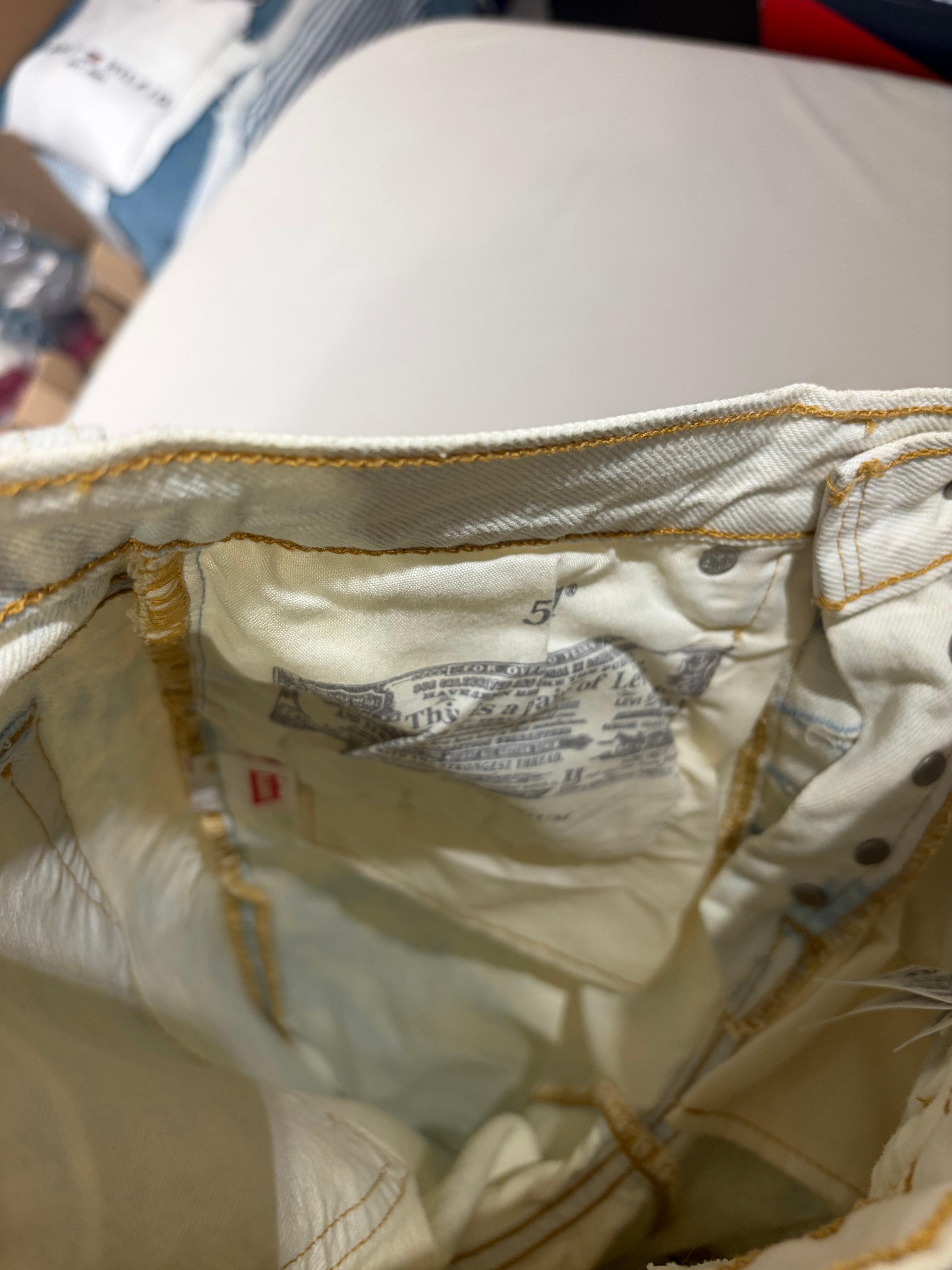 Jean Levi's 501 Original Cropped Femme Blanc Écru 25x26