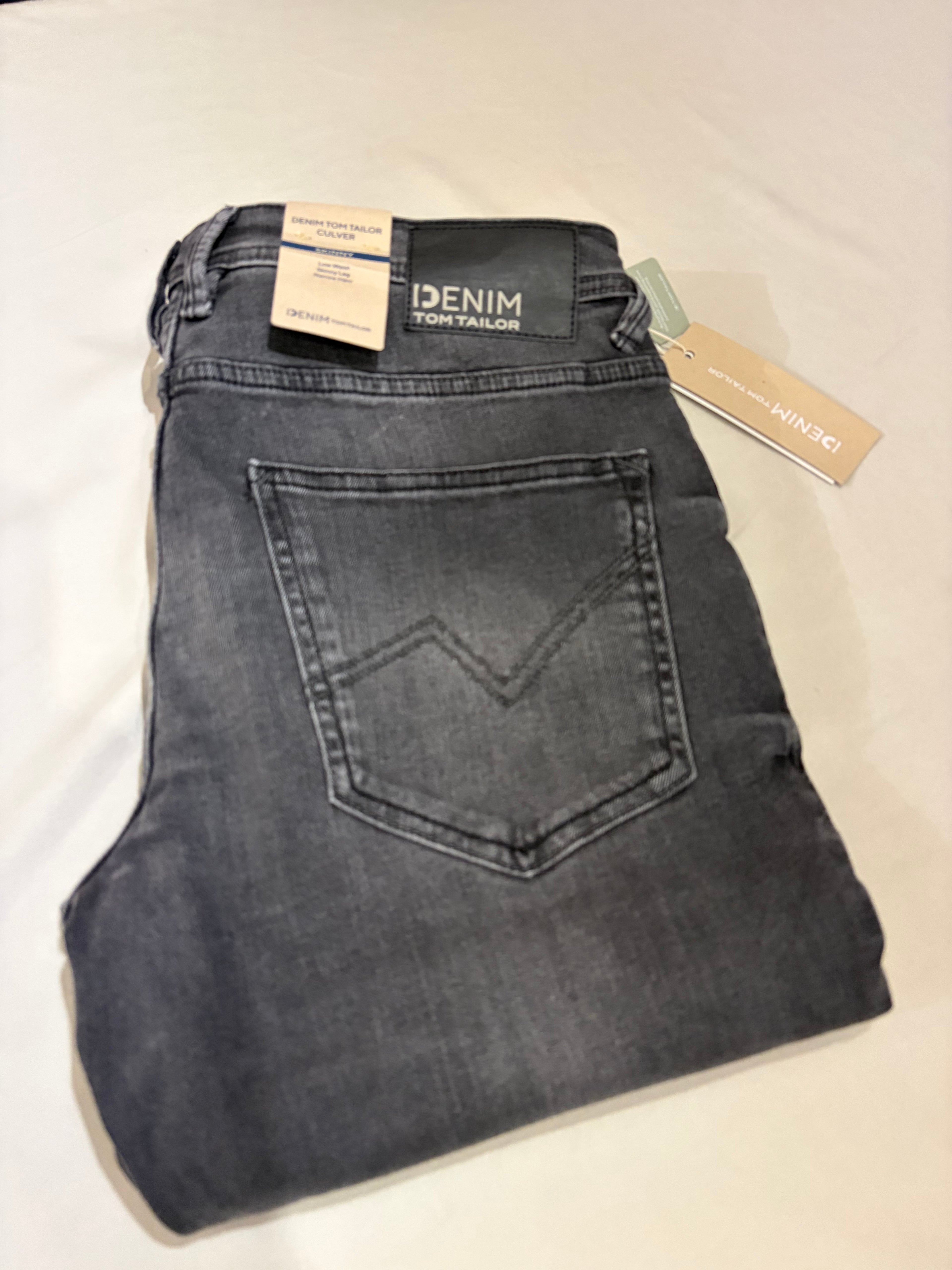 Jean Tom Tailor Denim Culver Skinny Homme Gris Délavé – Neuf avec étiquettes – Taille 32/34
