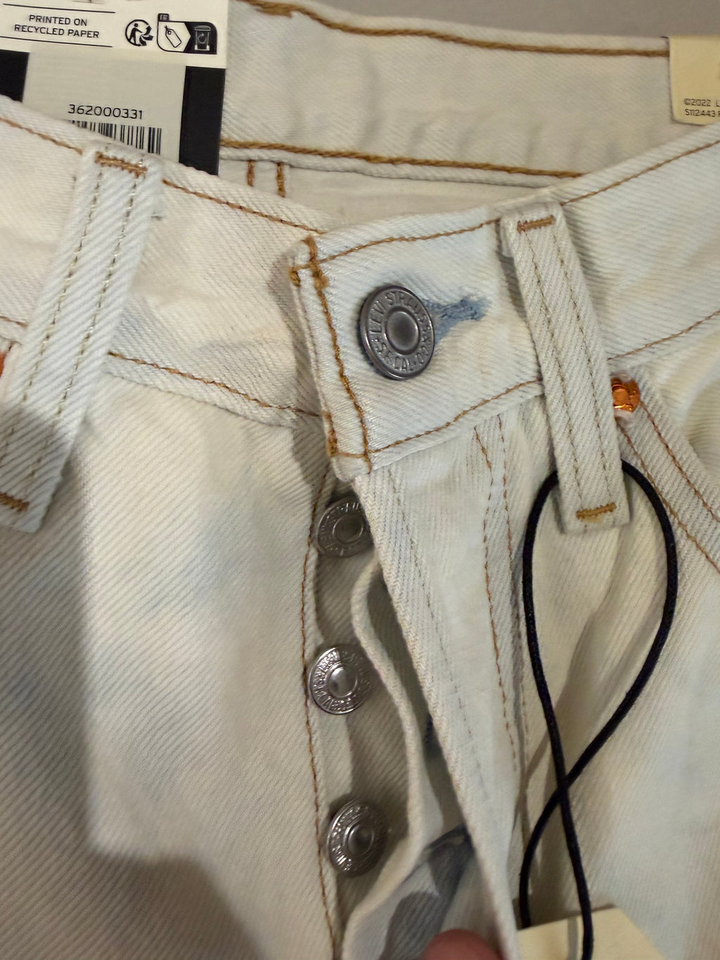 Jean Levi's 501 Original Cropped Femme Blanc Écru 25x26