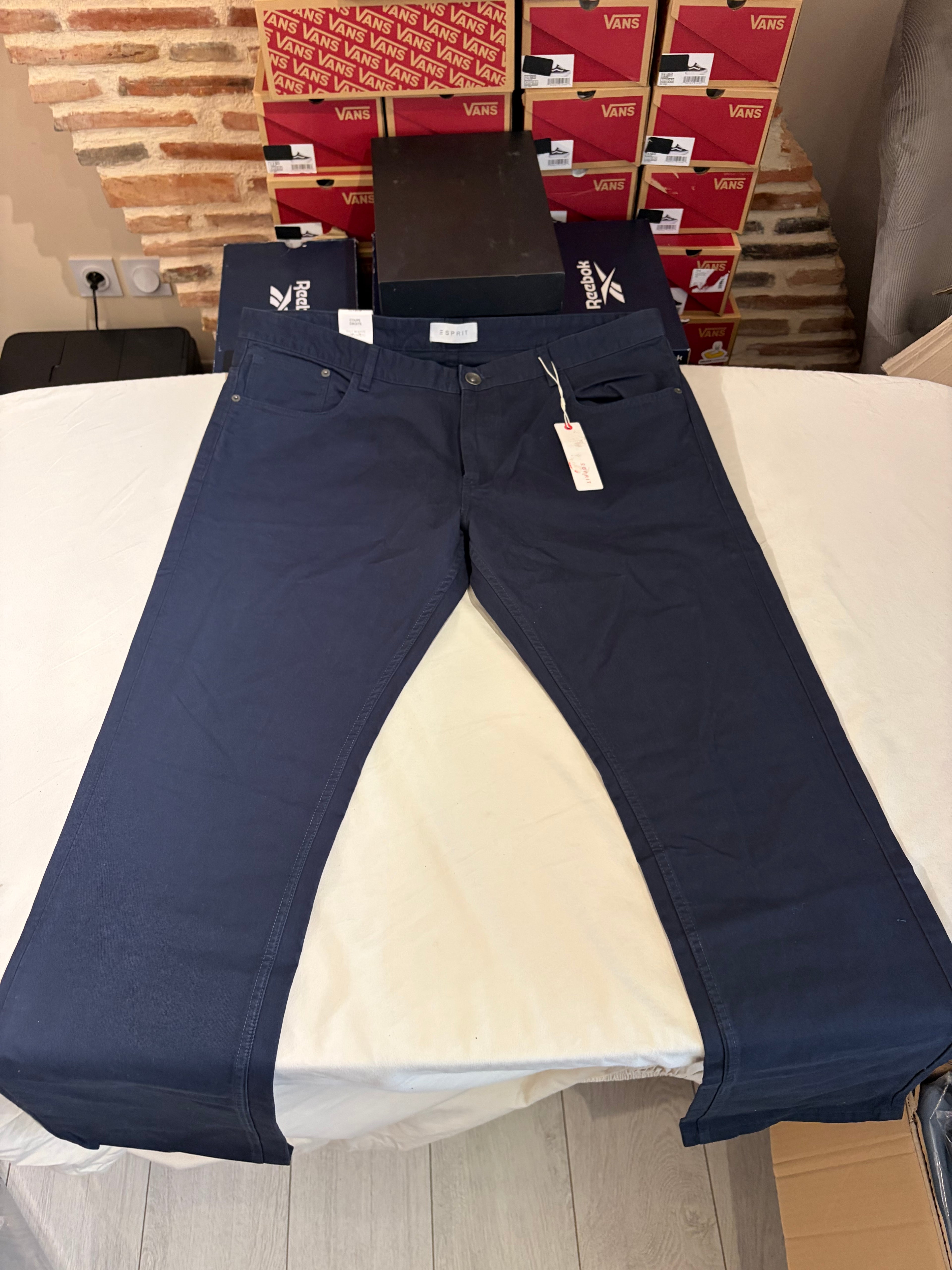 Pantalon Chino Esprit Straight Fit Homme Bleu Marine – Neuf avec étiquette – Taille 38/34