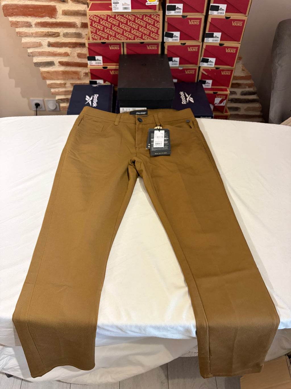 Pantalon Chino Blend Marron Coffee Liqueur Homme 33/32 Neuf avec Étiquette