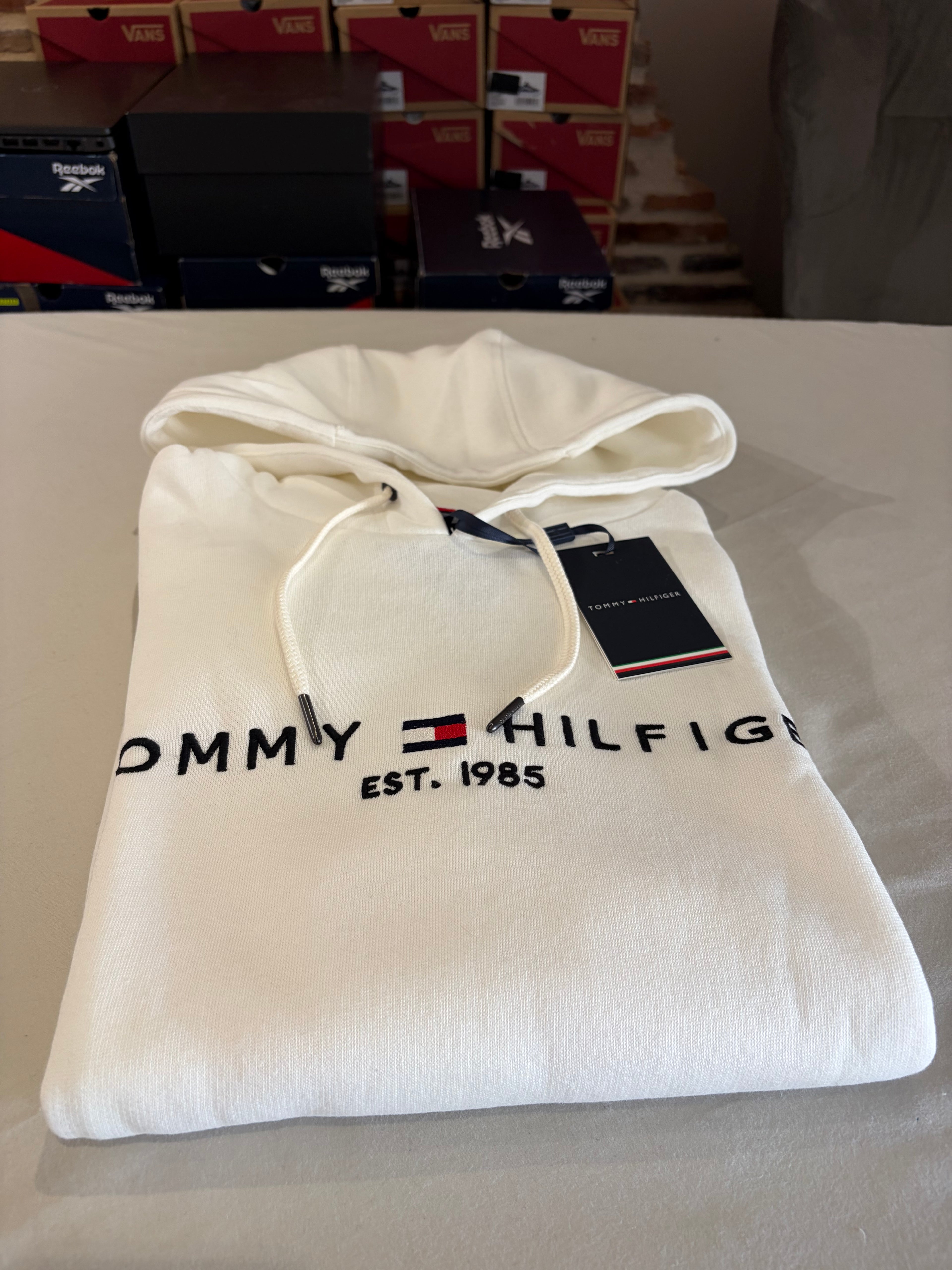 Sweat à capuche Tommy Hilfiger Logo Hoody MW0MW10752 Blanc Écru Homme Taille M
