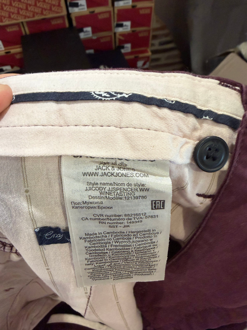 Pantalon Chino Jack & Jones JJICODY JJSPENCER Bordeaux W31 L34 Neuf avec Ceinture