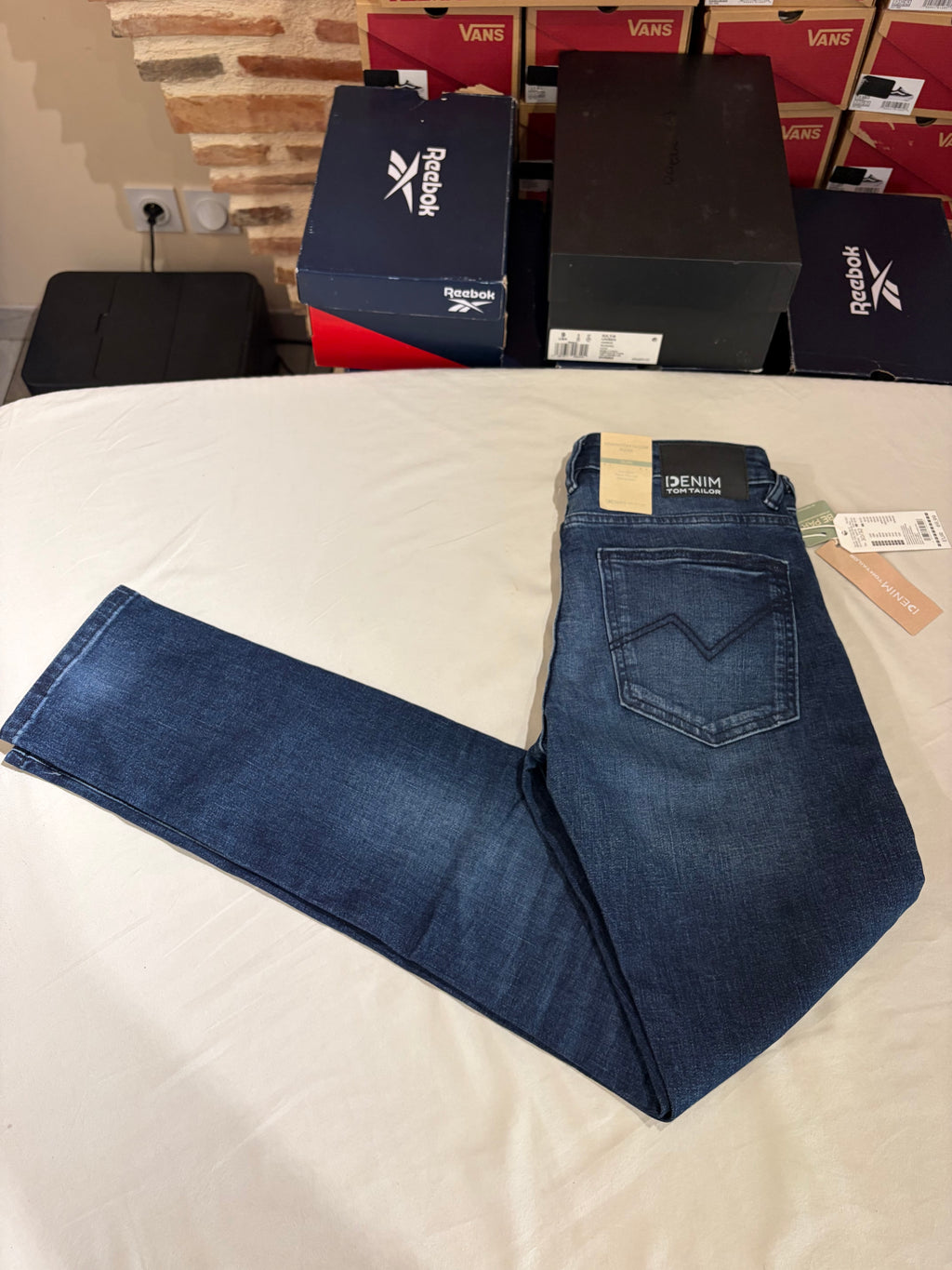 Tom Tailor Denim PIERS Jean Homme Slim Bleu Denim 30/32 Neuf avec Étiquettes