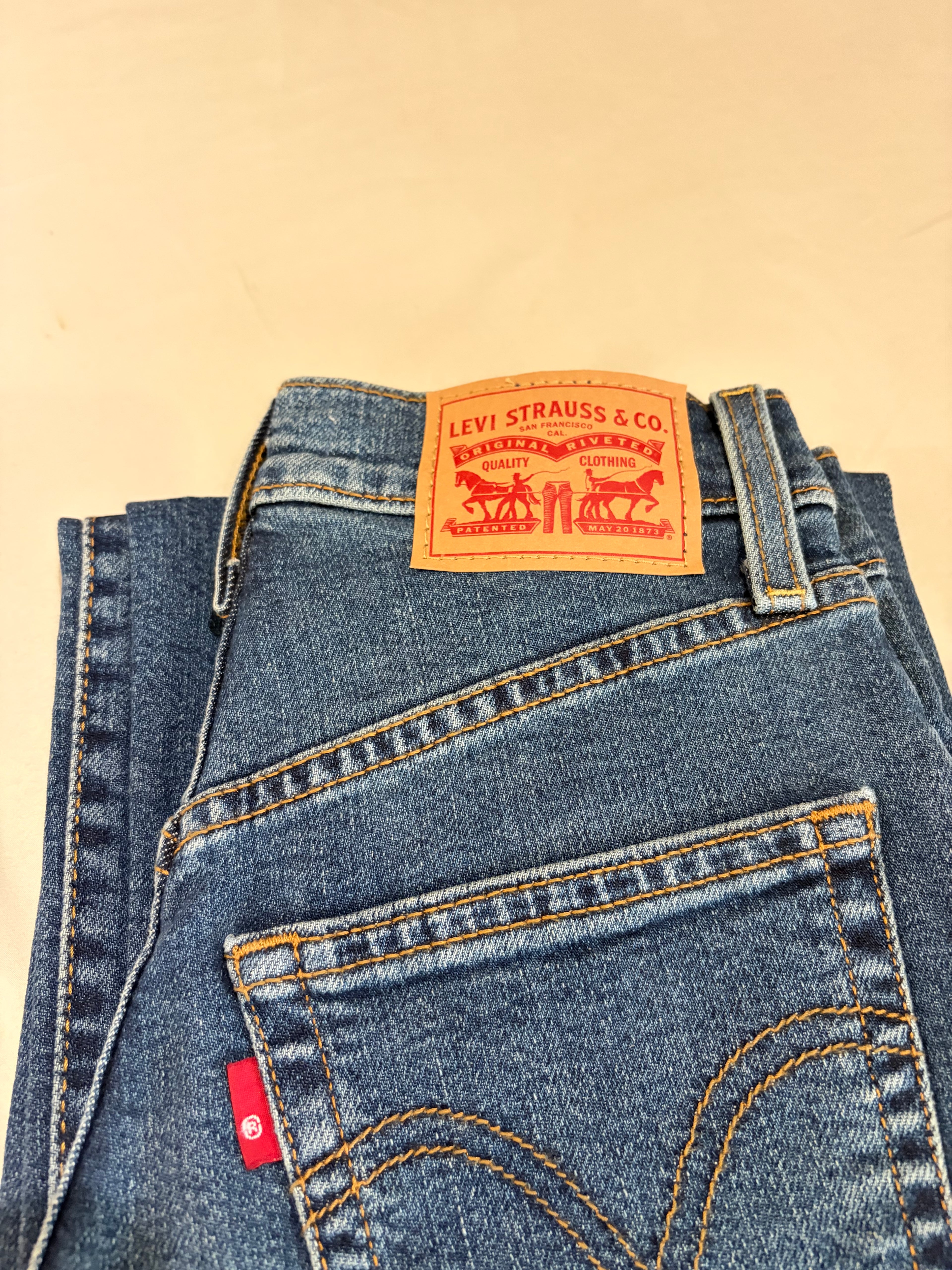 Levi's Ribcage Straight Full Length Femme Bleu Moyen 24x30 | Jean Taille Ultra Haute Neuf