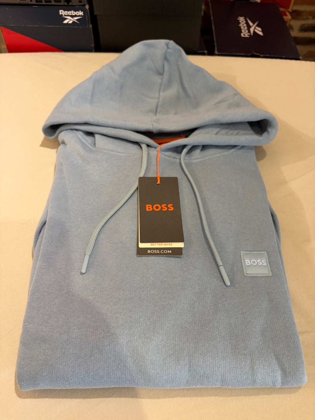 Sweat à capuche BOSS bleu ciel – Homme – Taille XXL – Neuf avec étiquette