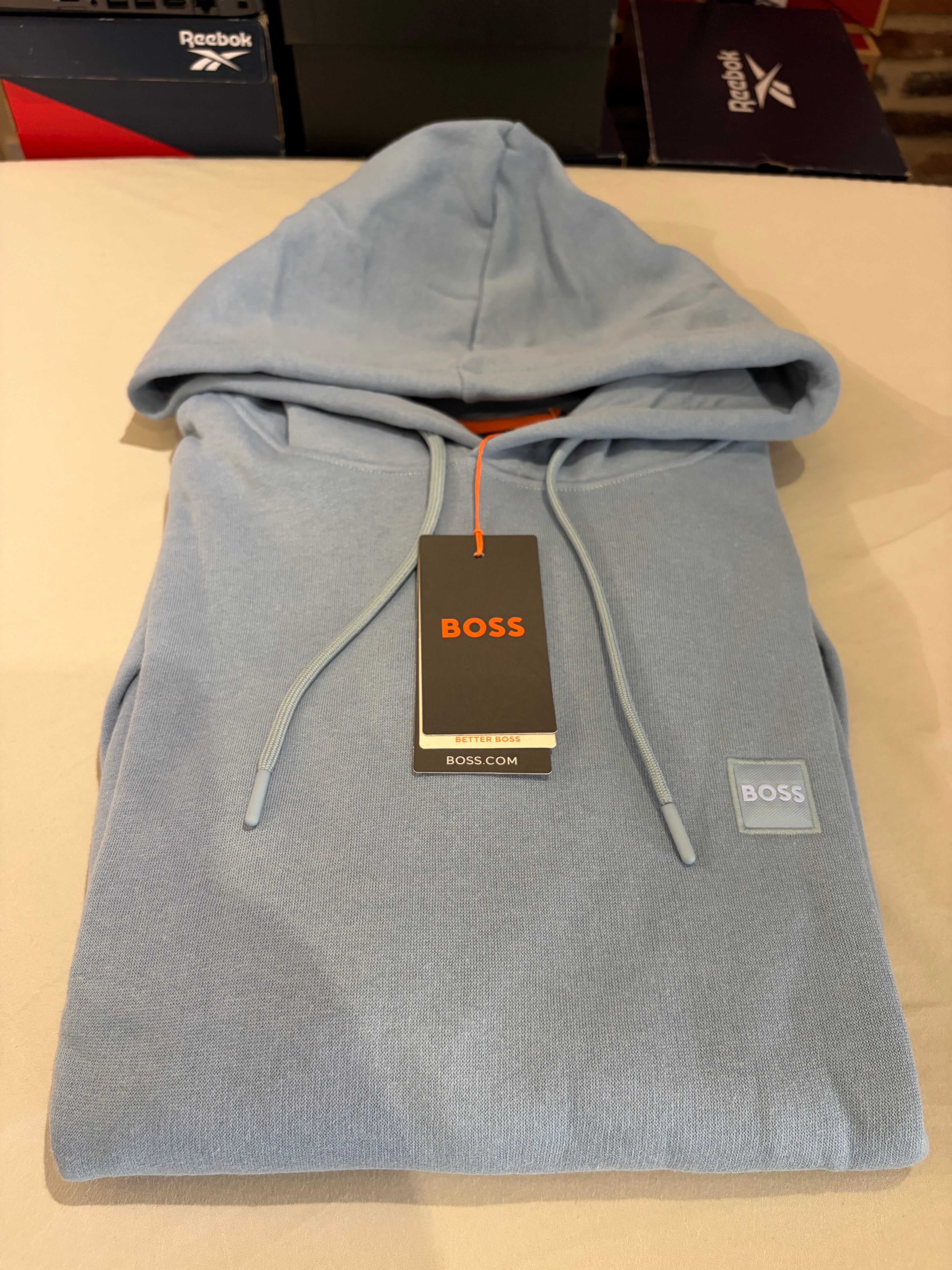 Sweat à capuche BOSS bleu ciel – Homme – Taille XXL – Neuf avec étiquette