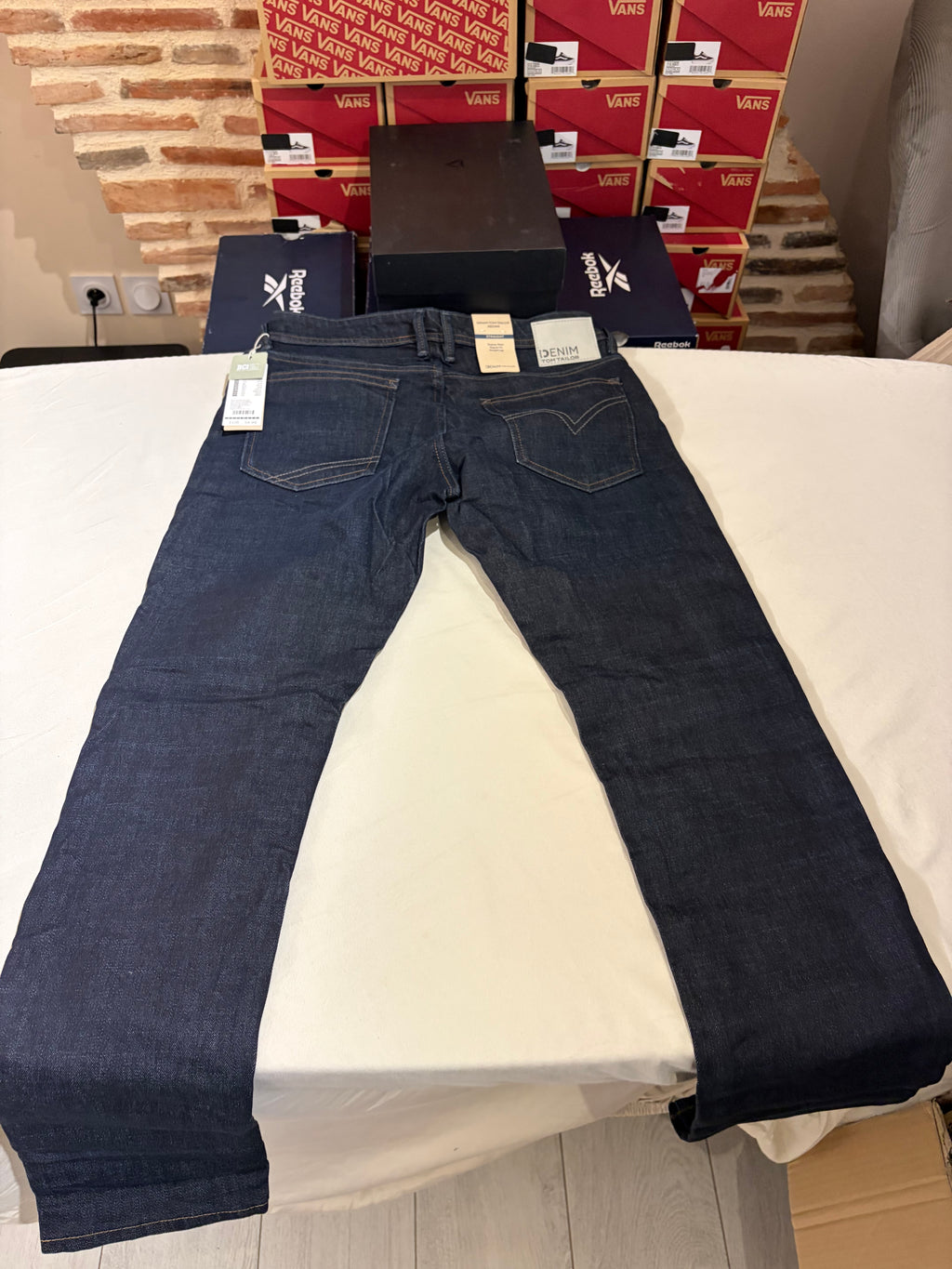 Jean Tom Tailor Denim Aedan Straight Homme Bleu Brut Foncé – Neuf avec étiquettes – Taille 32/34